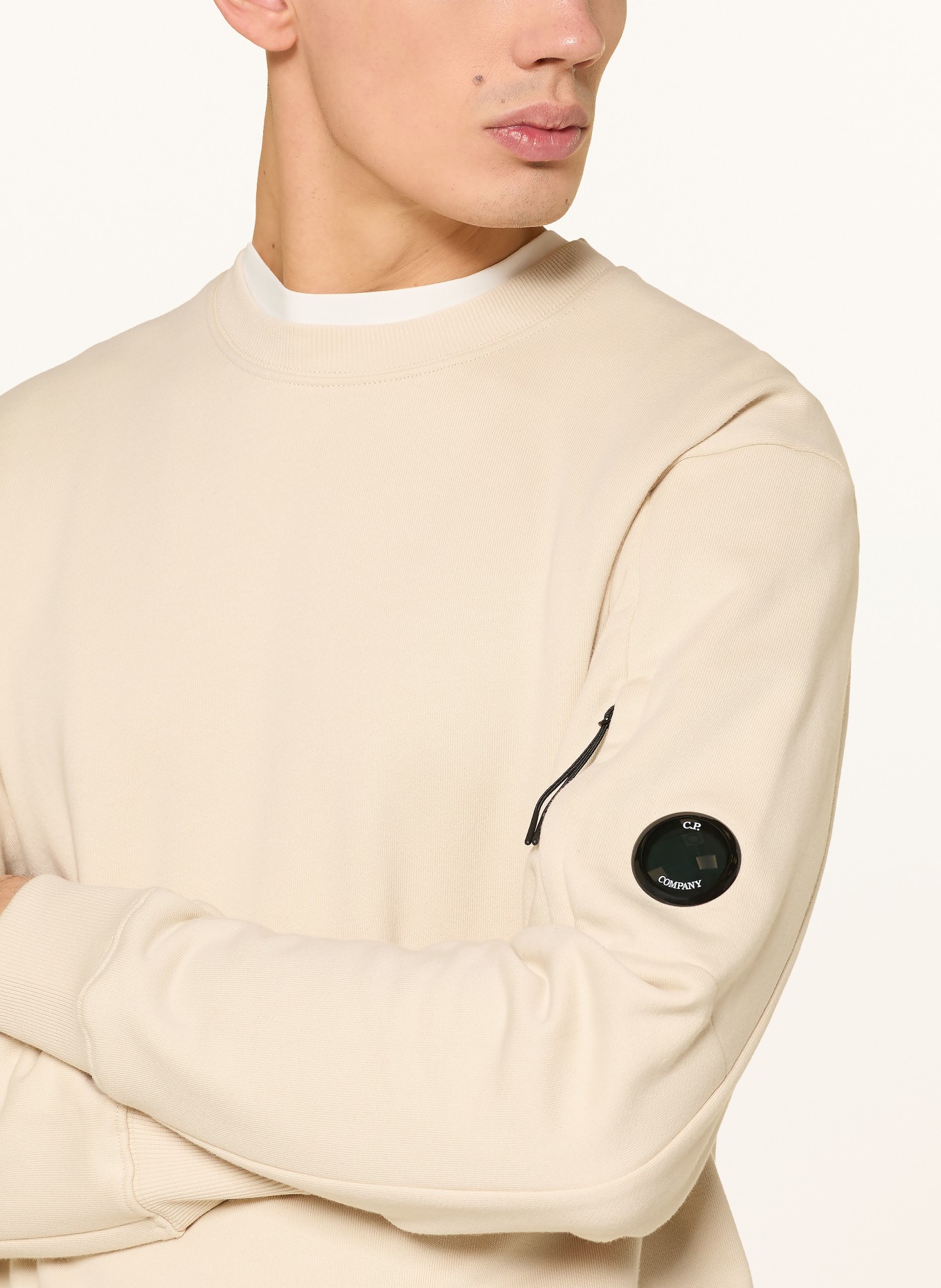 C.P. COMPANY Sweatshirt: BEIGE / SCHWARZ