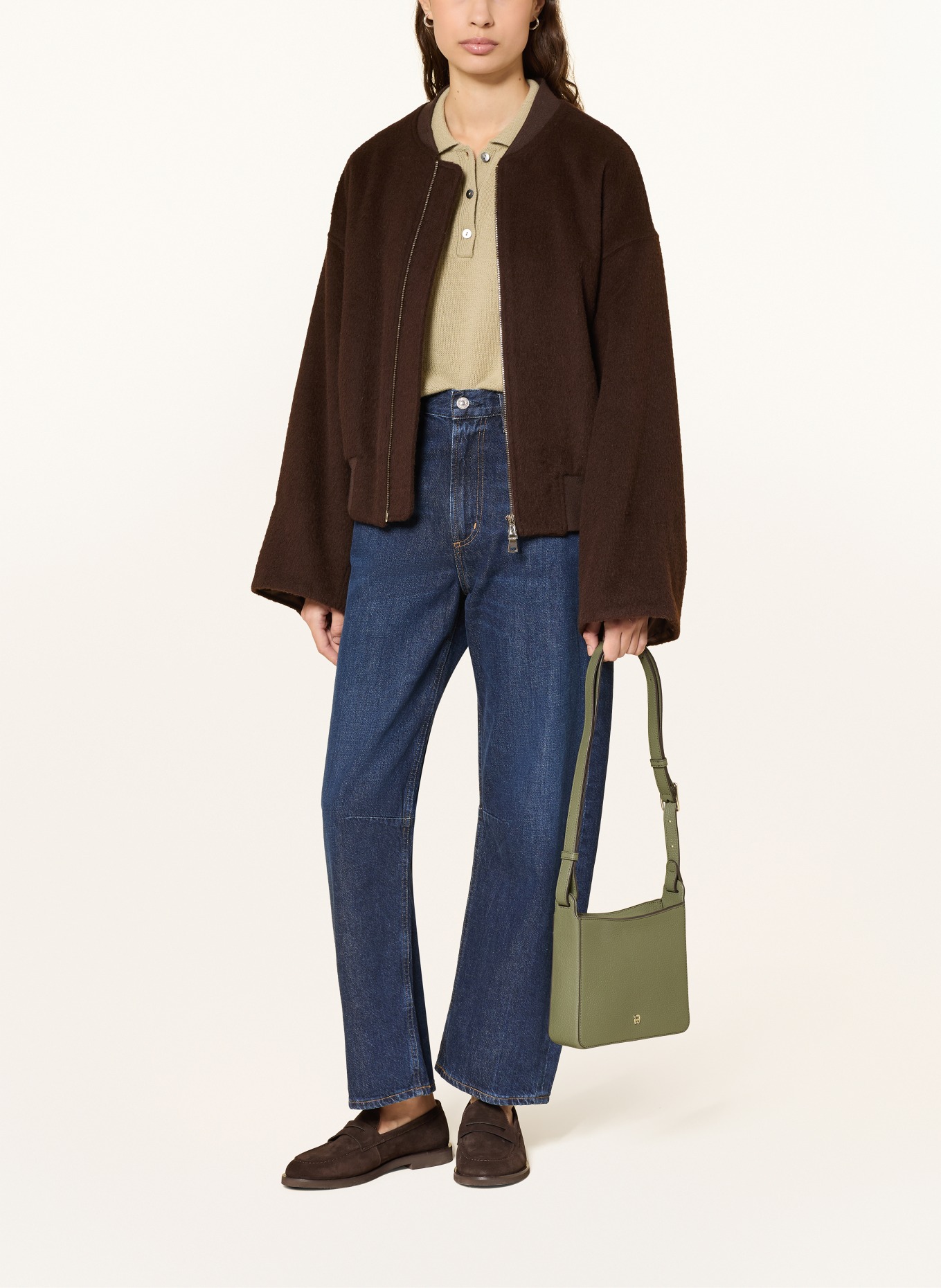 AIGNER Schultertasche PURA SMALL: GRÜN / DUNKELBRAUN