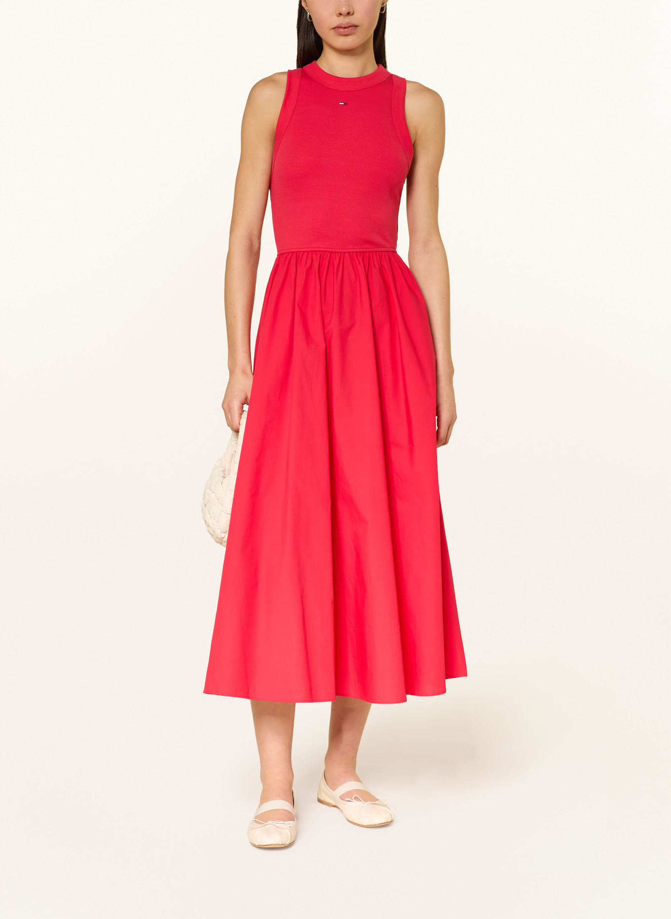 TOMMY JEANS Kleid im Materialmix: ROT