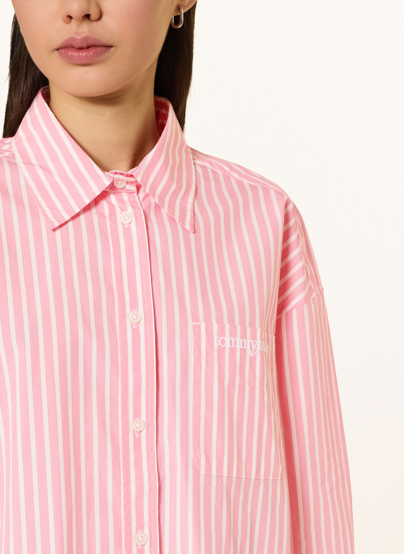 TOMMY JEANS Oversized-Hemdbluse: ROSA / HELLROSA