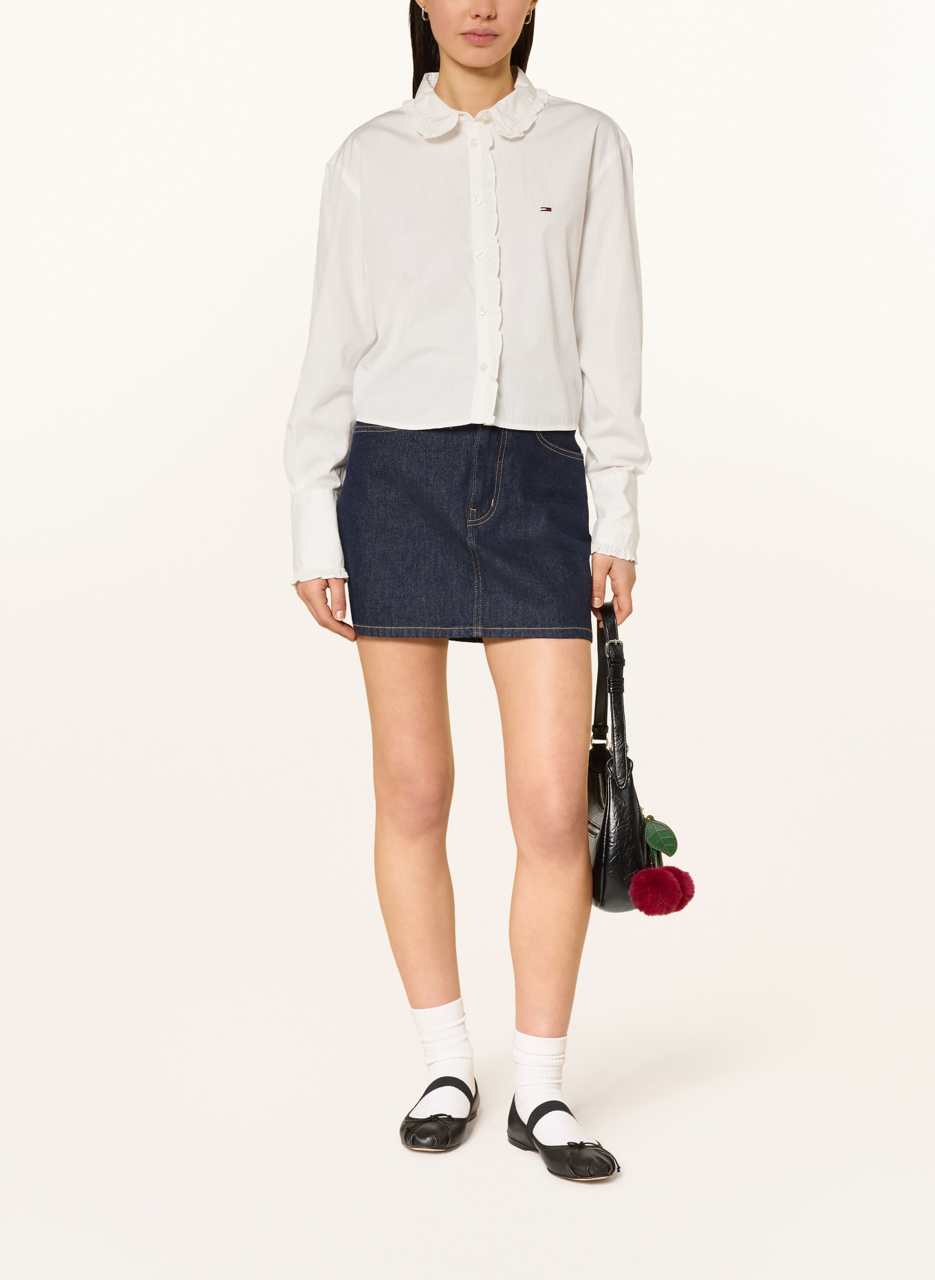 TOMMY JEANS Košile s volánky: KRÉMOVÁ