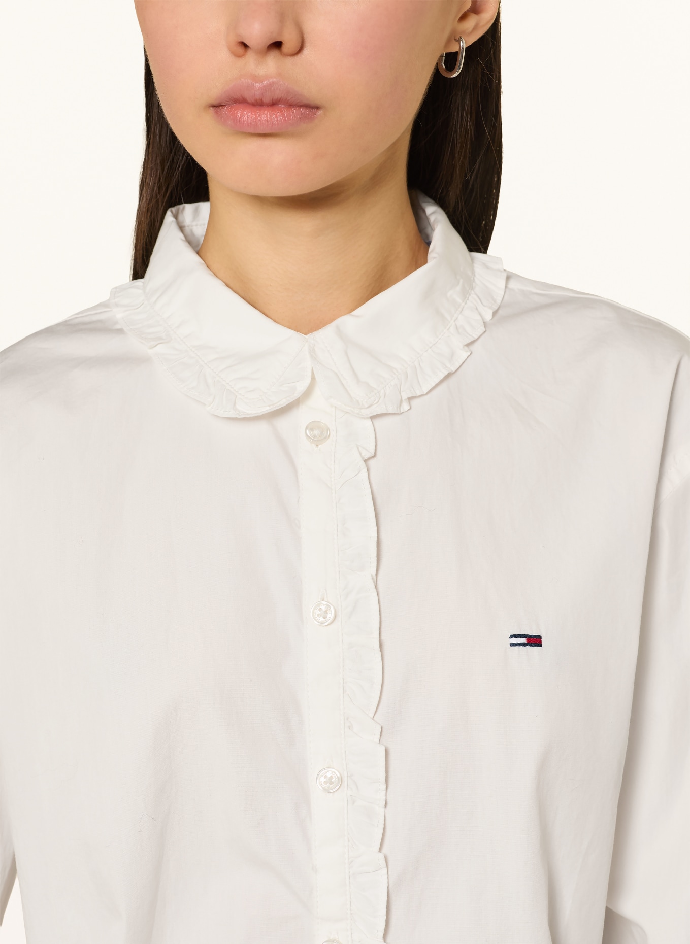 TOMMY JEANS Košile s volánky: KRÉMOVÁ