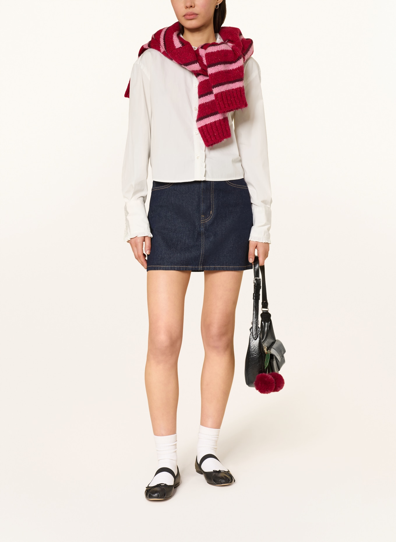 TOMMY JEANS Košile s volánky: KRÉMOVÁ