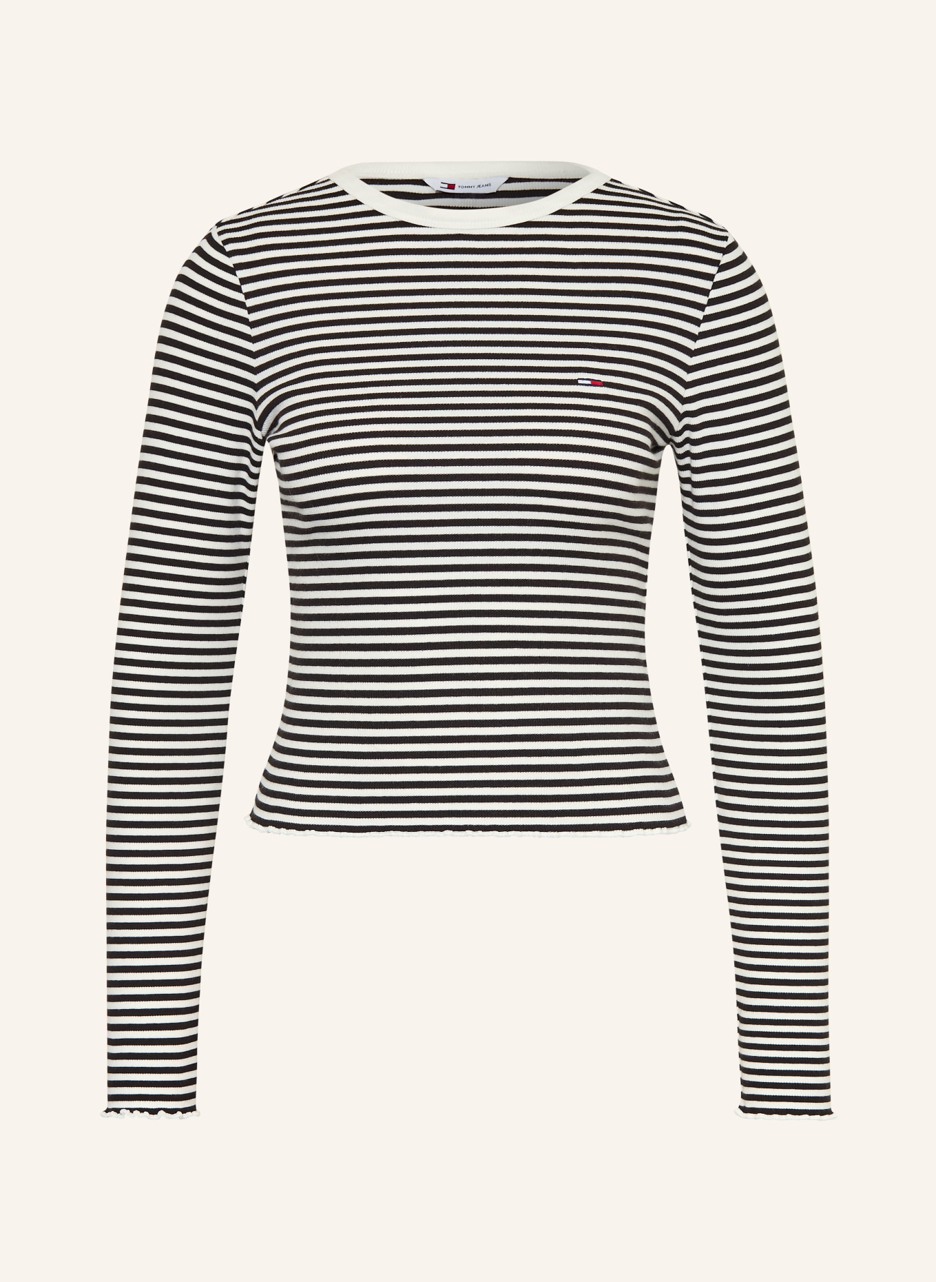 TOMMY JEANS Koszulka z długim rękawem: BIAŁY / CZARNY