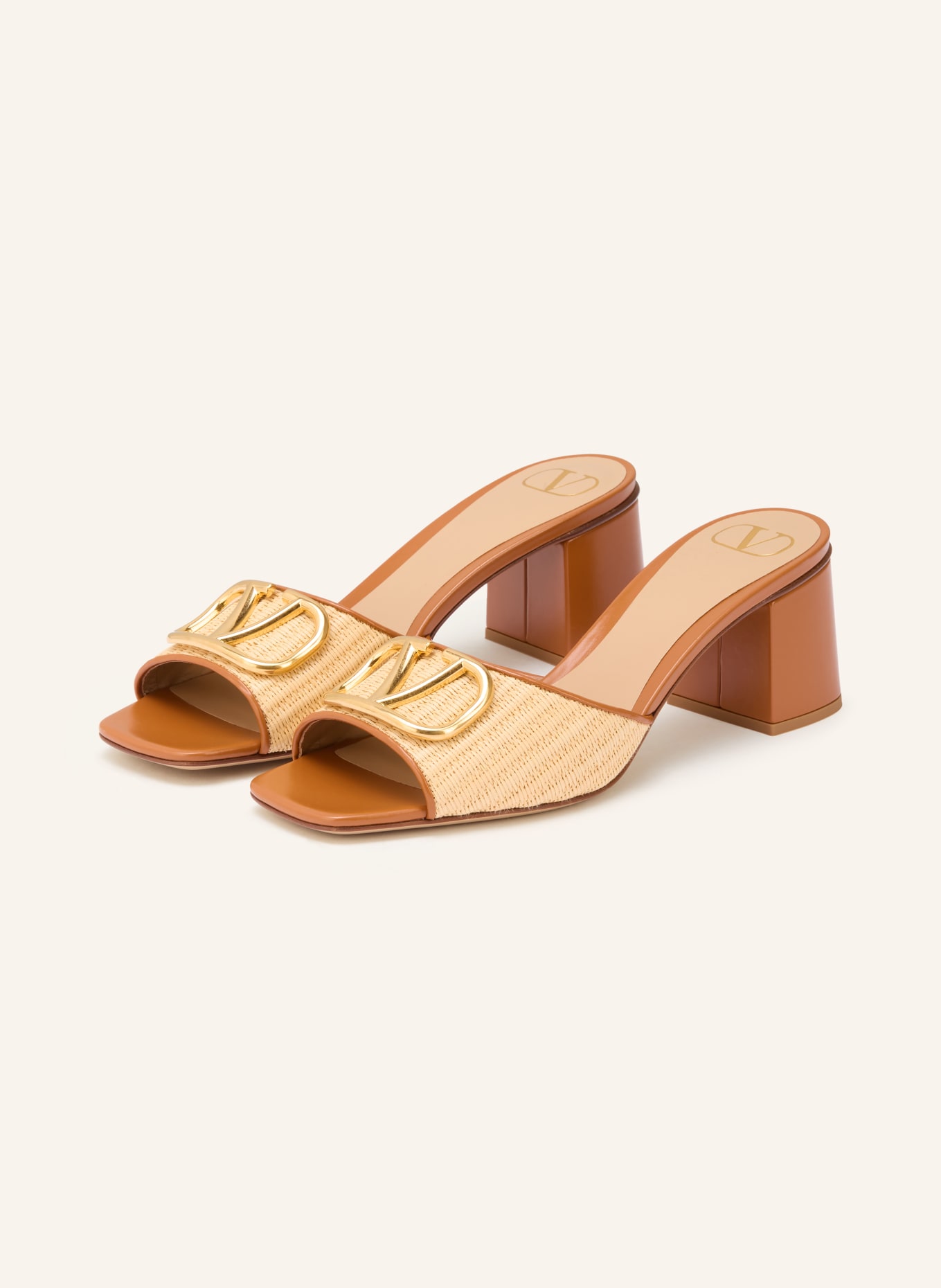 VALENTINO GARAVANI Mules VLOGO SIGNATURE: BEIGE / COGNAC