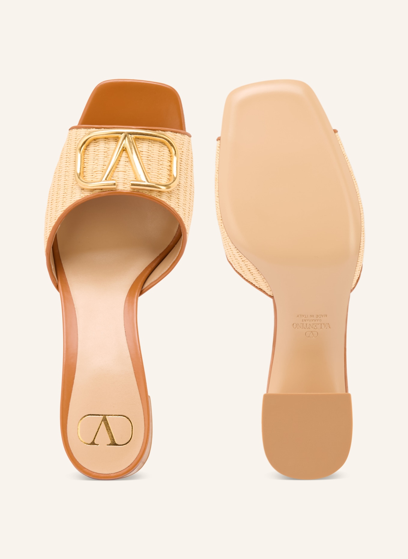 VALENTINO GARAVANI Mules VLOGO SIGNATURE: BEIGE / COGNAC