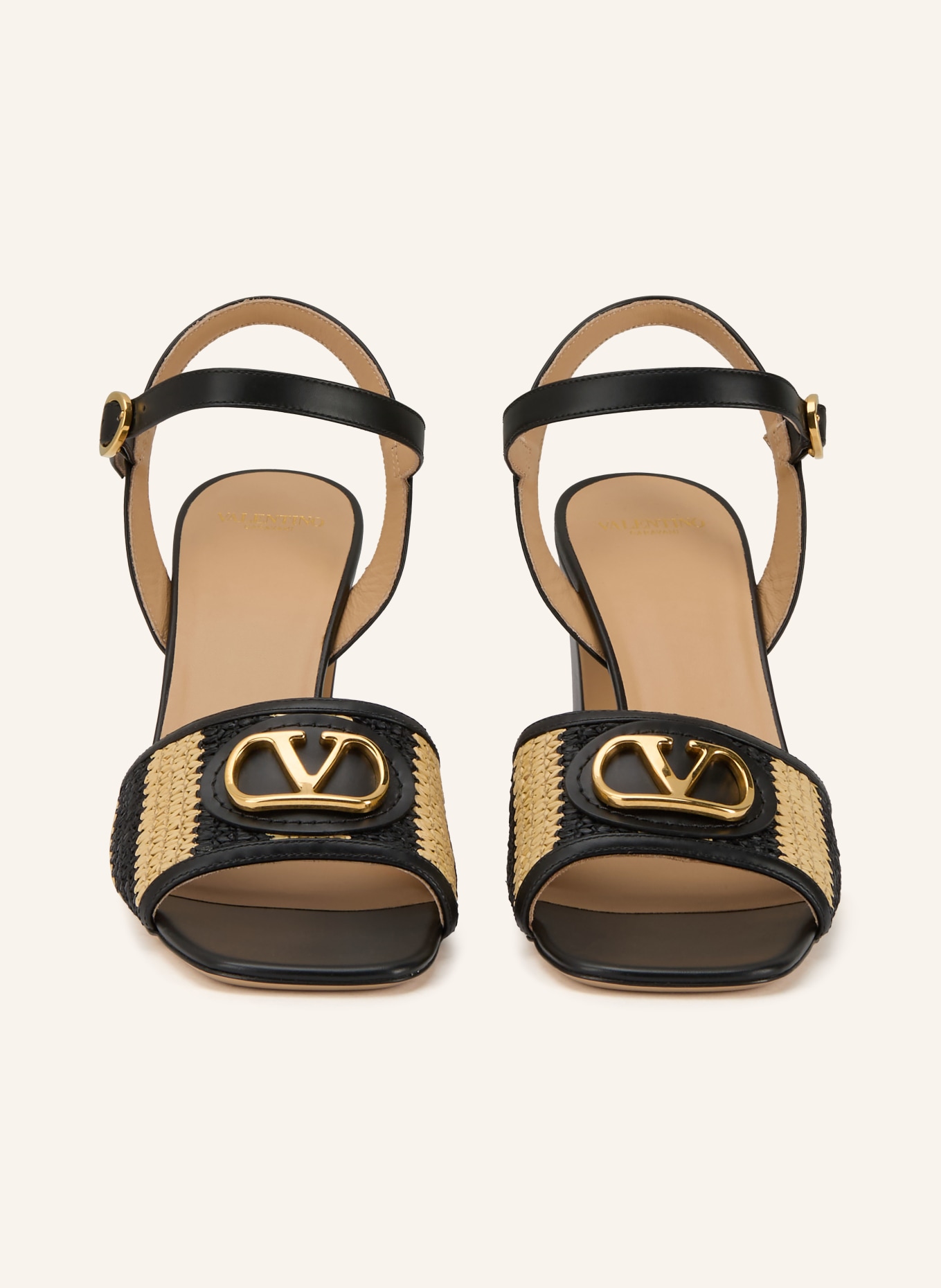 VALENTINO GARAVANI Sandály VLOGO SIGNATURE: ČERNÁ / ZLATÁ / BÉŽOVÁ