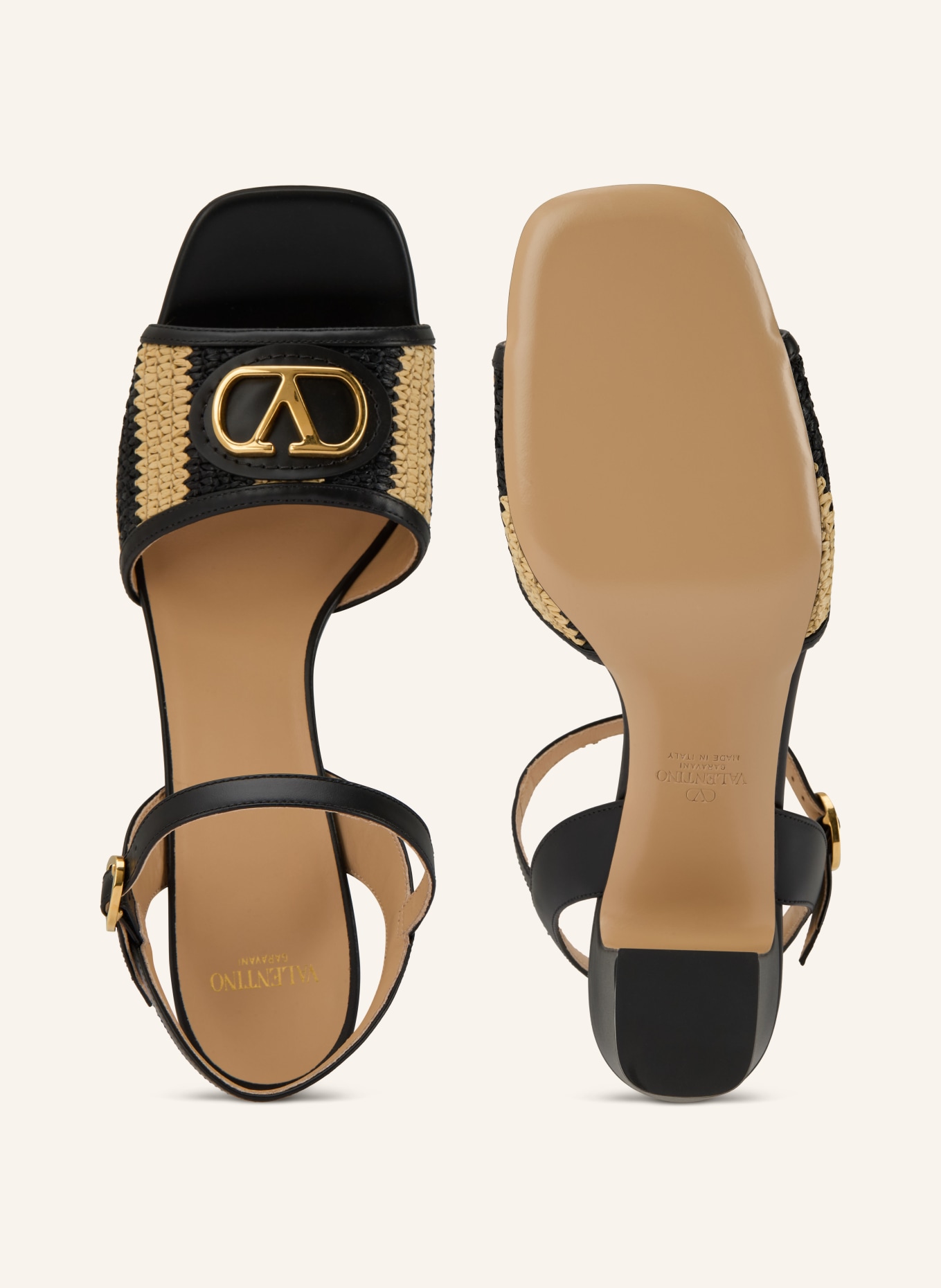 VALENTINO GARAVANI Sandály VLOGO SIGNATURE: ČERNÁ / ZLATÁ / BÉŽOVÁ