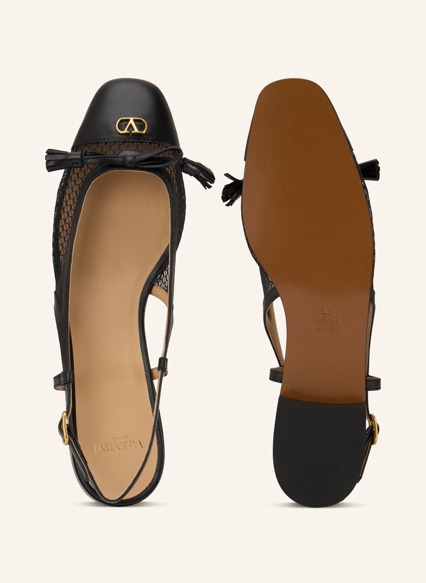 VALENTINO GARAVANI Slingballerinas VG VALET DU ROI: SCHWARZ / GOLD