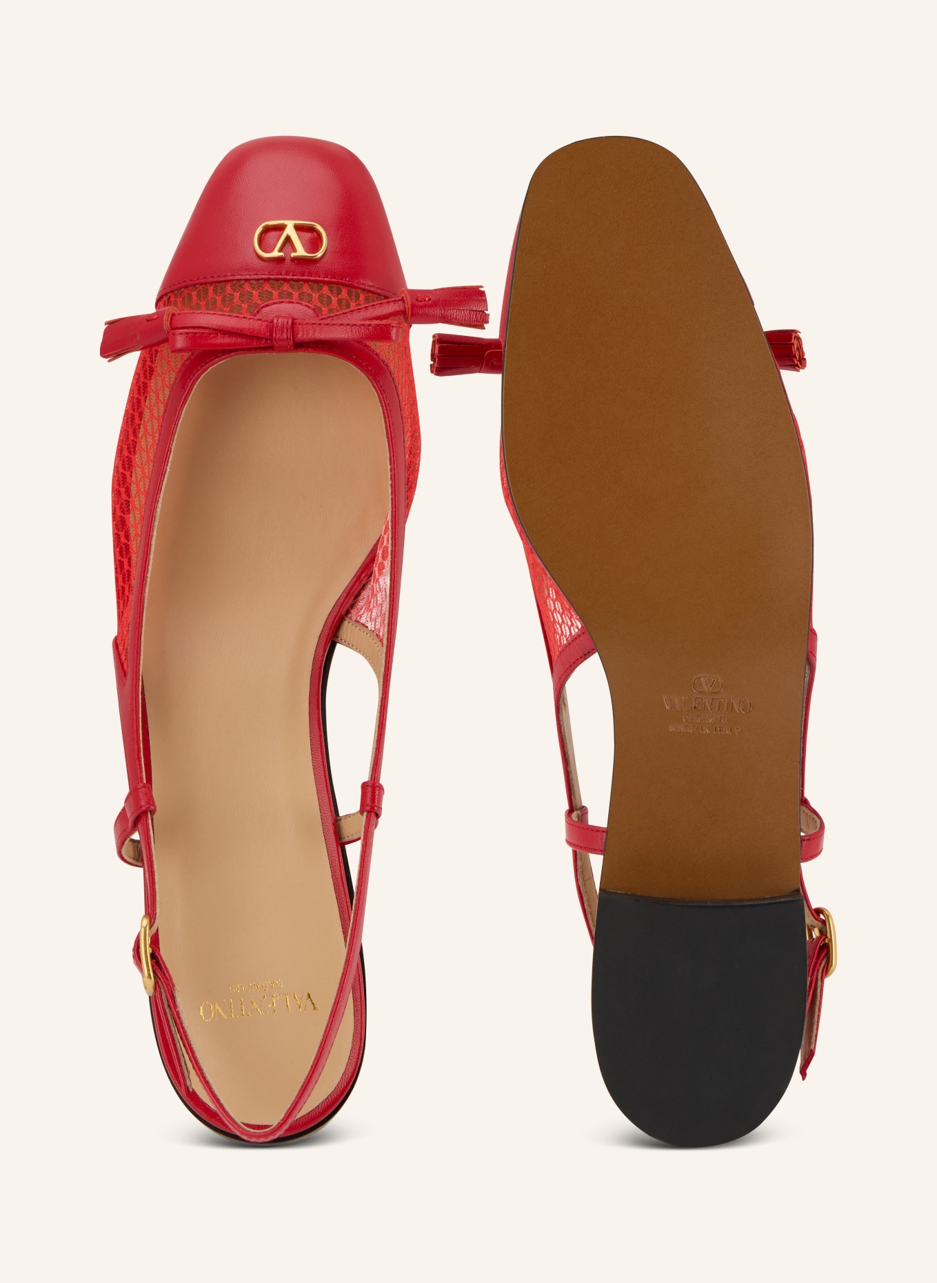VALENTINO GARAVANI Slingballerinas VG VALET DU ROI: ROT / GOLD