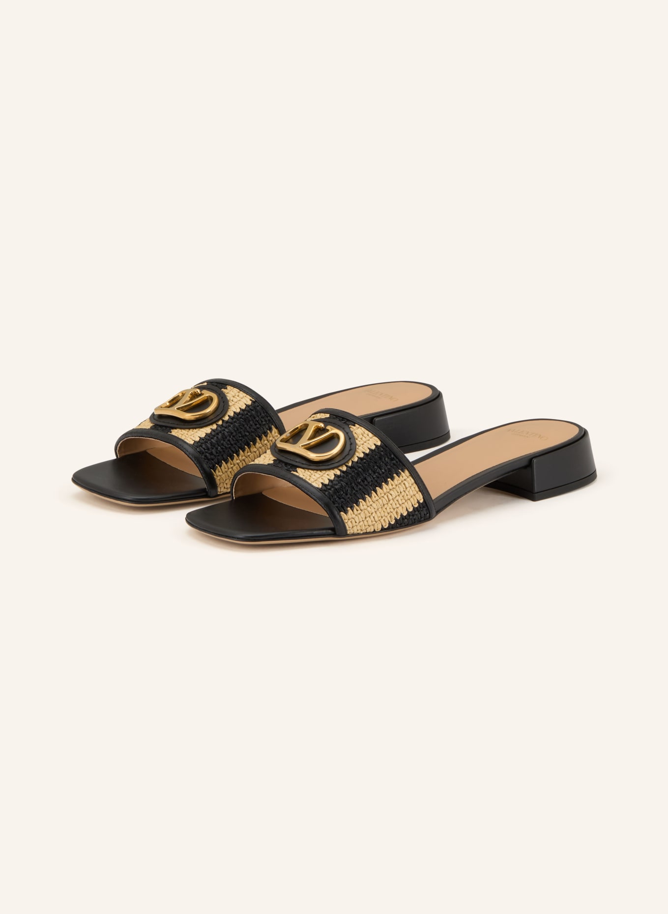 VALENTINO GARAVANI Mules VLOGO SIGNATURE: SCHWARZ / GOLD / CREME