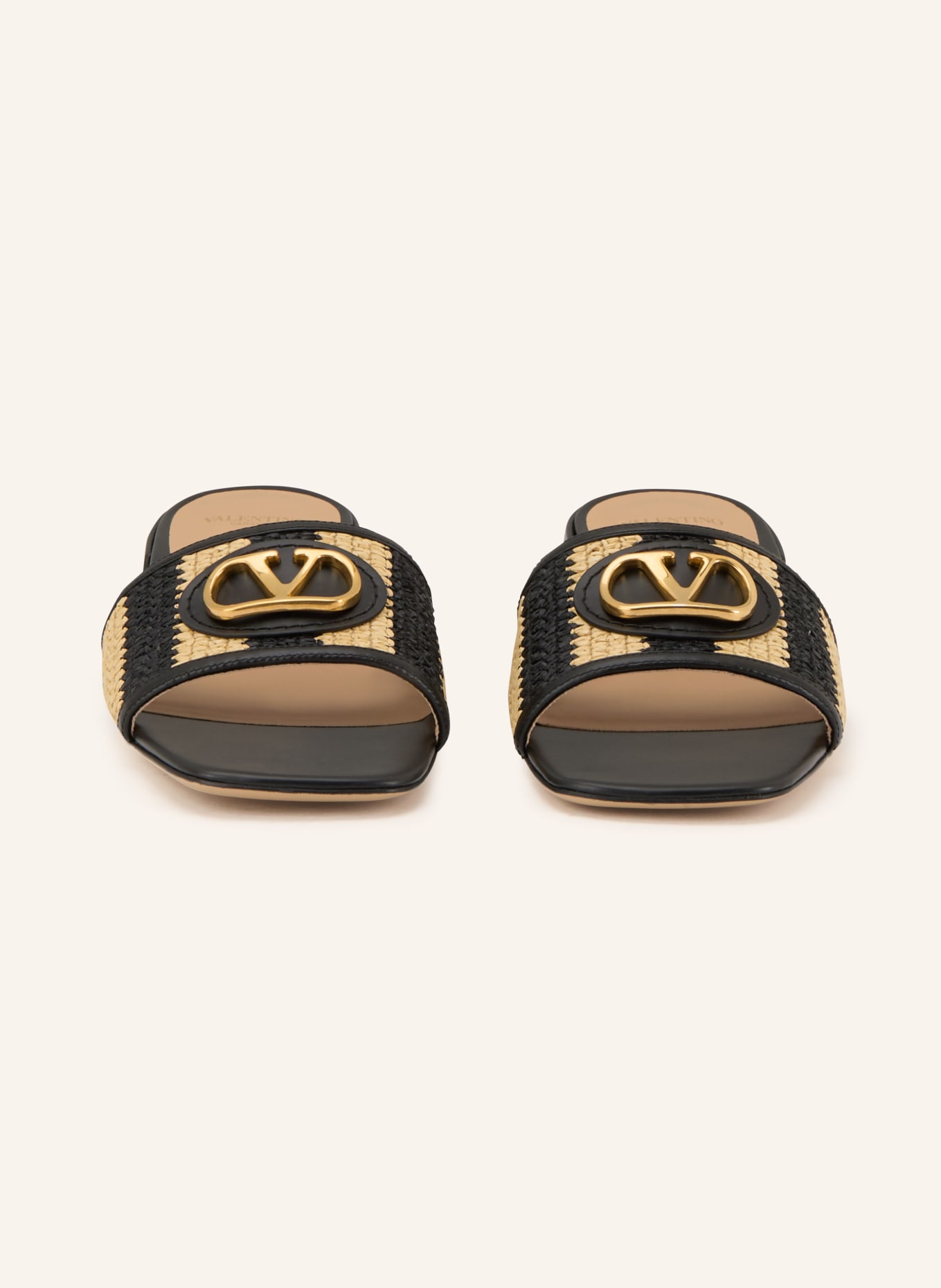 VALENTINO GARAVANI Mules VLOGO SIGNATURE: SCHWARZ / GOLD / CREME
