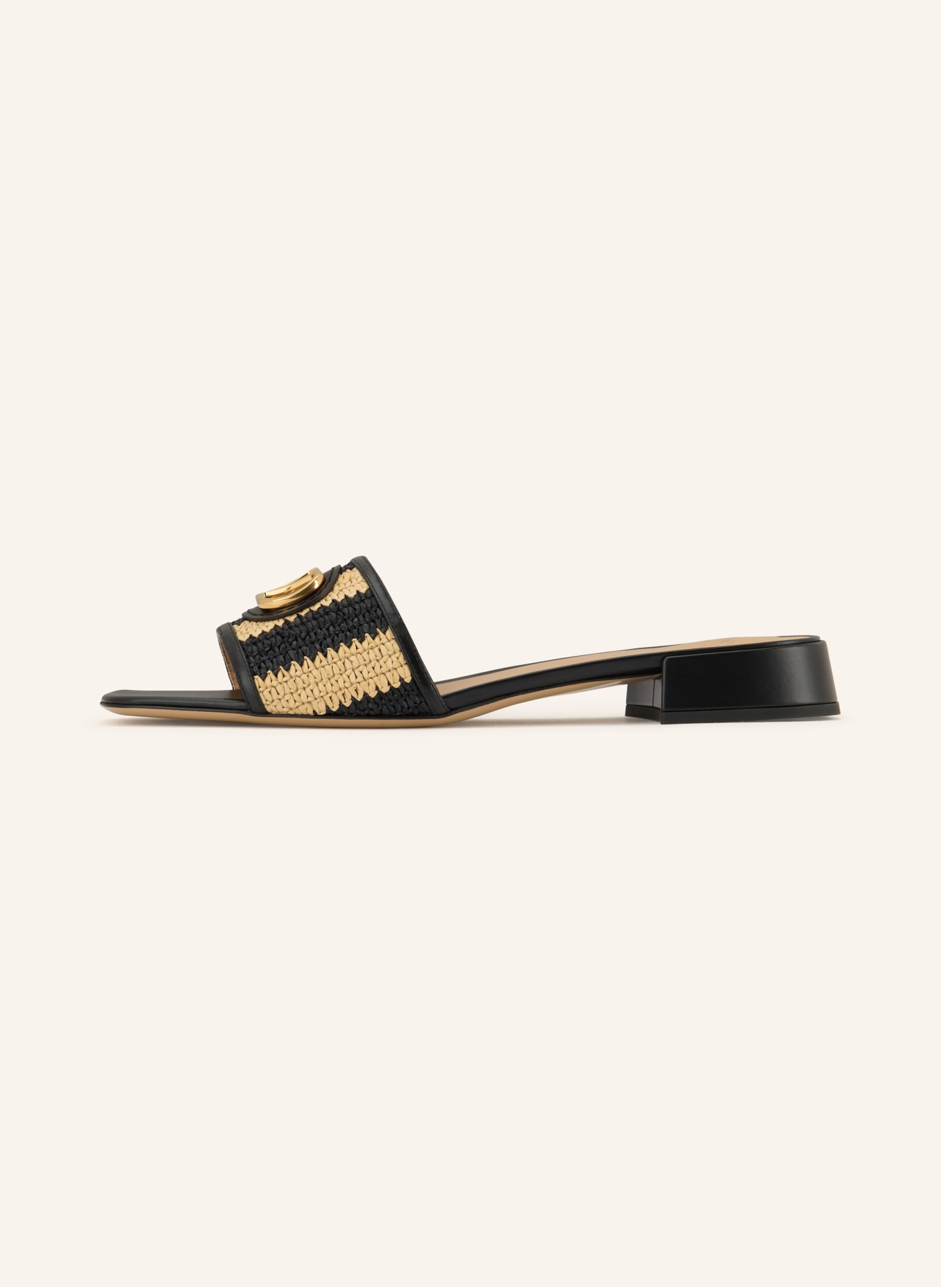 VALENTINO GARAVANI Mules VLOGO SIGNATURE: SCHWARZ / GOLD / CREME
