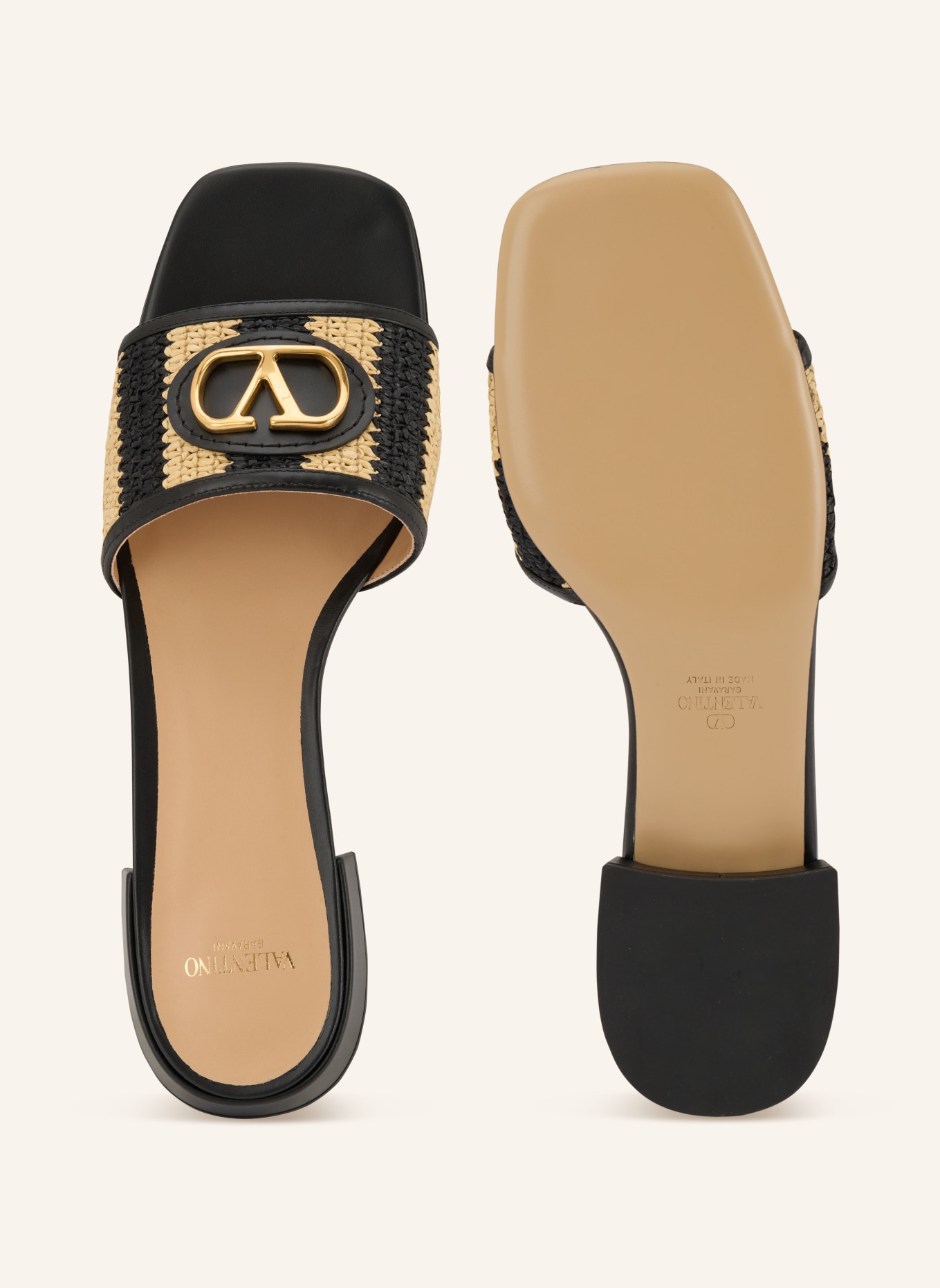 VALENTINO GARAVANI Mules VLOGO SIGNATURE: SCHWARZ / GOLD / CREME