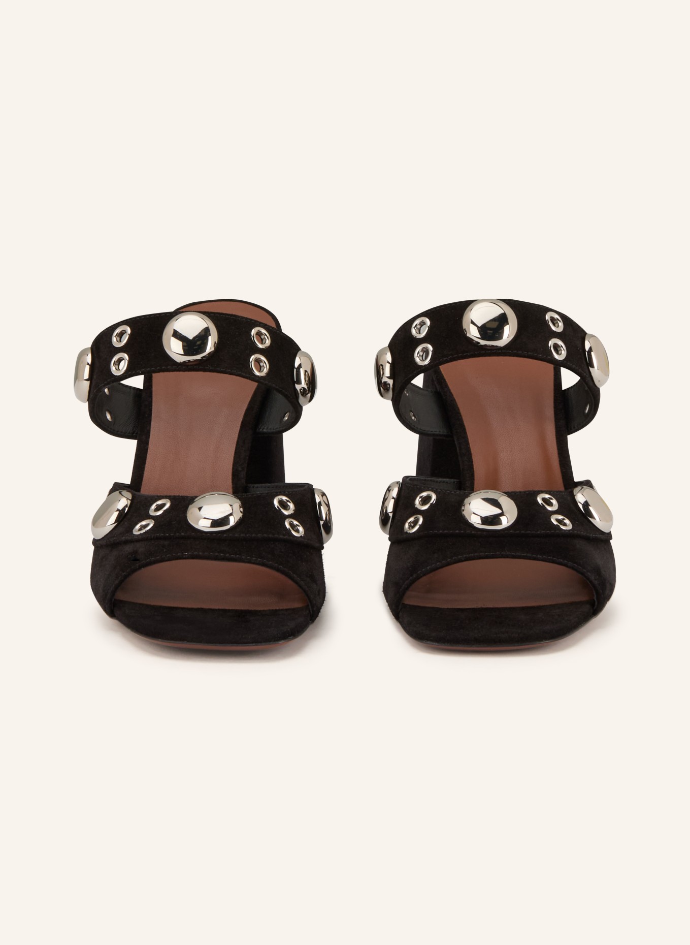 VALENTINO GARAVANI Mules s cvočky: ČERNÁ / STŘÍBRNÁ