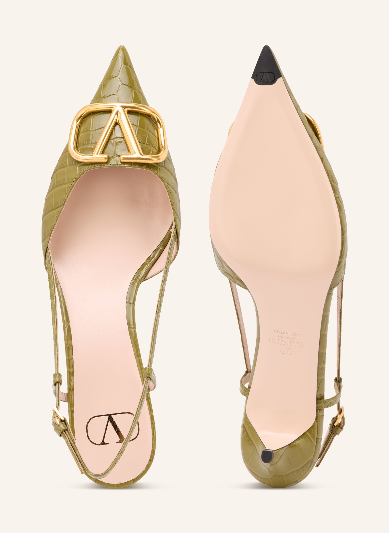 VALENTINO GARAVANI Slingpumps VLOGO SIGNATURE: OLIV / GOLD