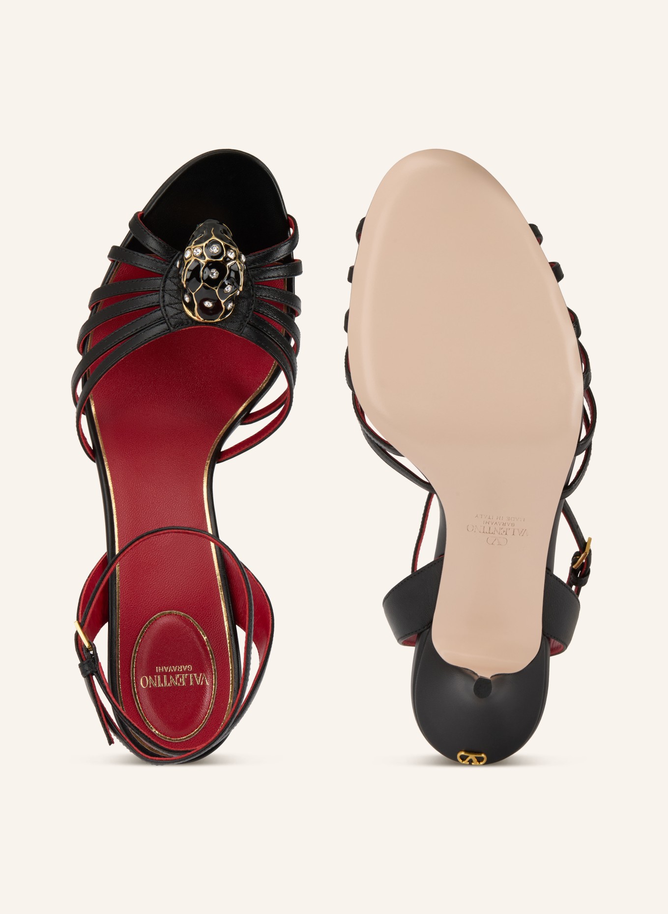 VALENTINO GARAVANI Sandaletten VALENTINO GARAVANI PAS DE CHAT mit Schmucksteinen: SCHWARZ