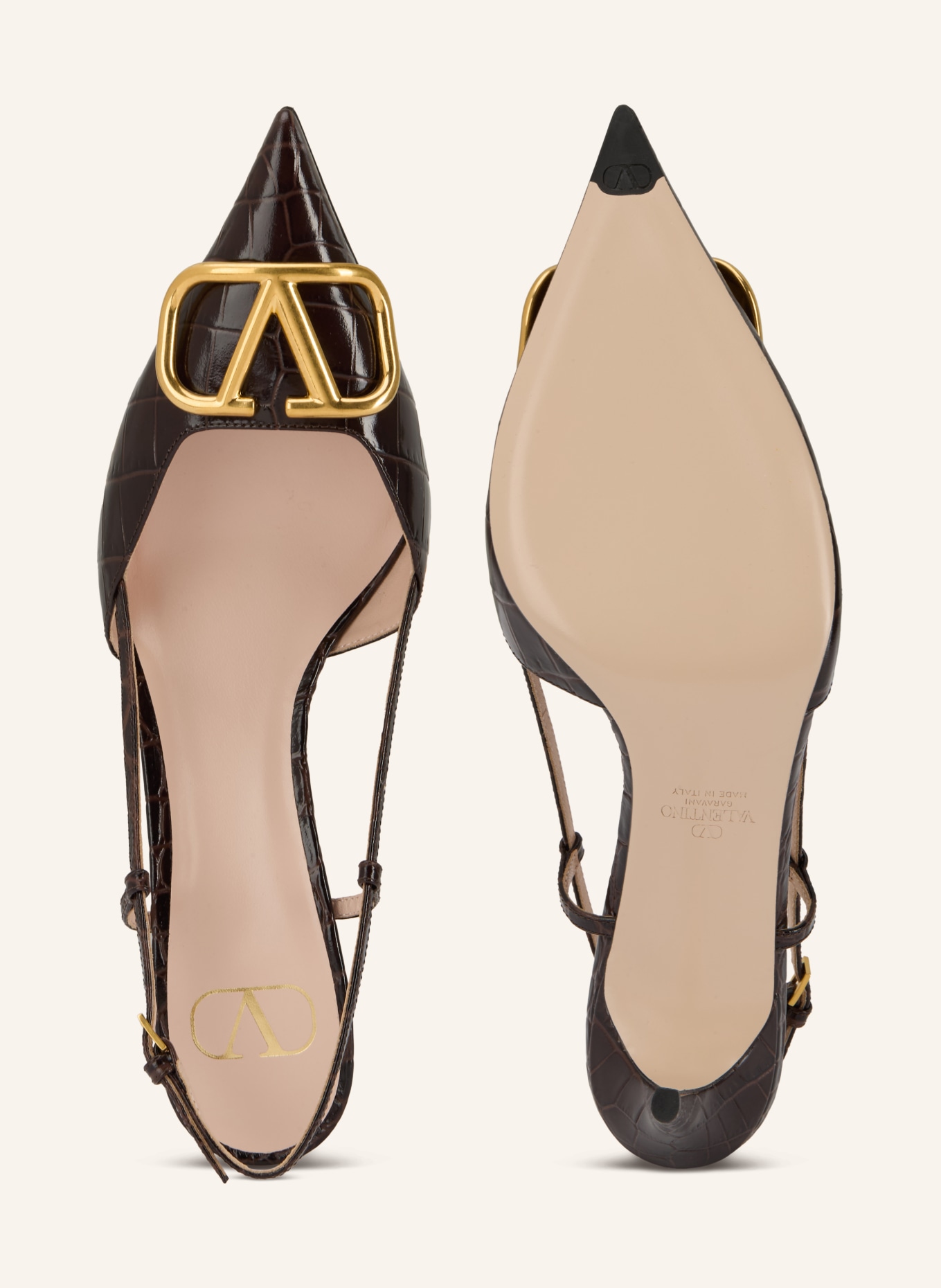 VALENTINO GARAVANI Lodičky VLOGO SIGNATURE: TMAVĚ HNĚDÁ