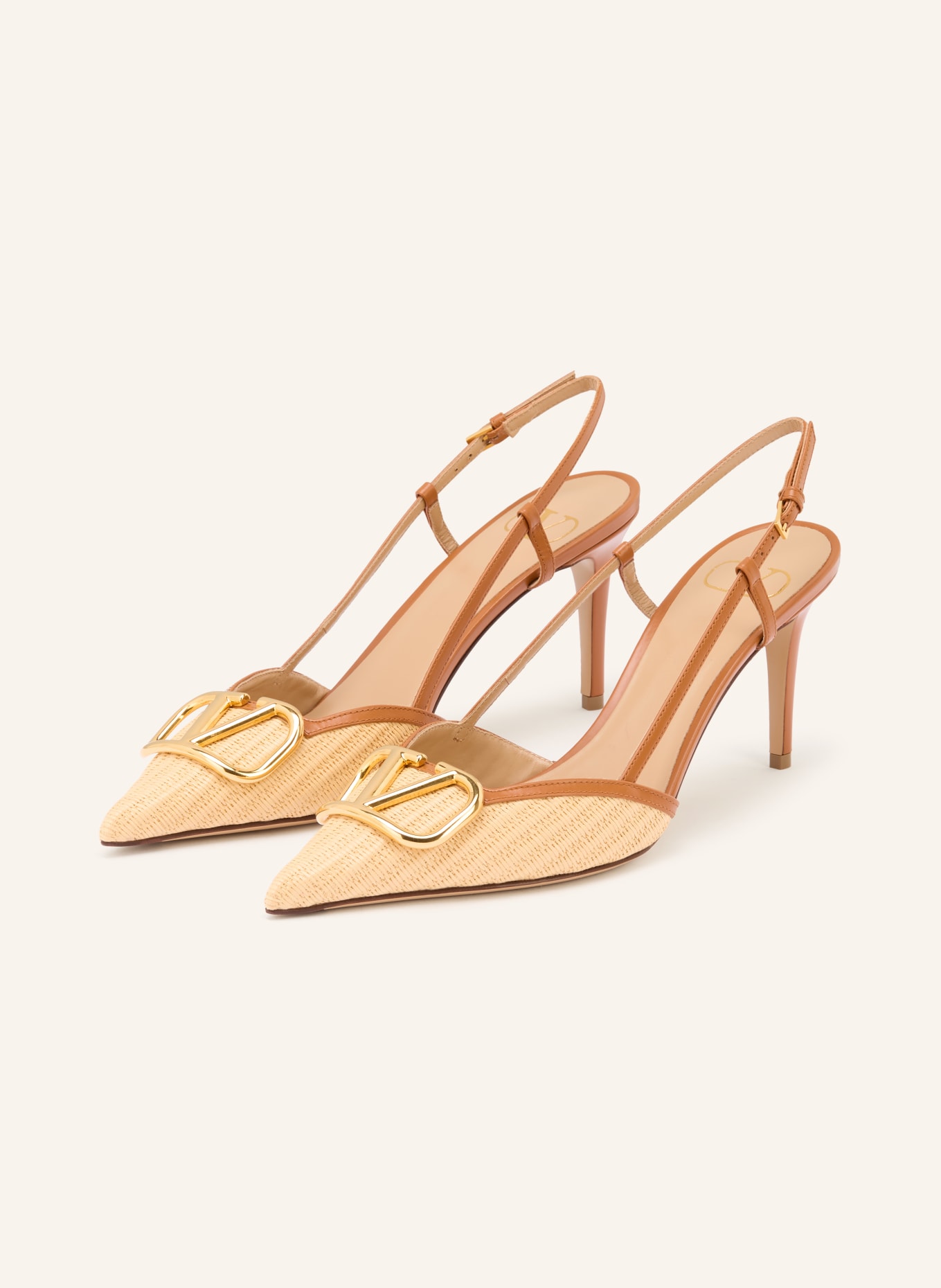 VALENTINO GARAVANI Slingpumps: BEIGE / COGNAC