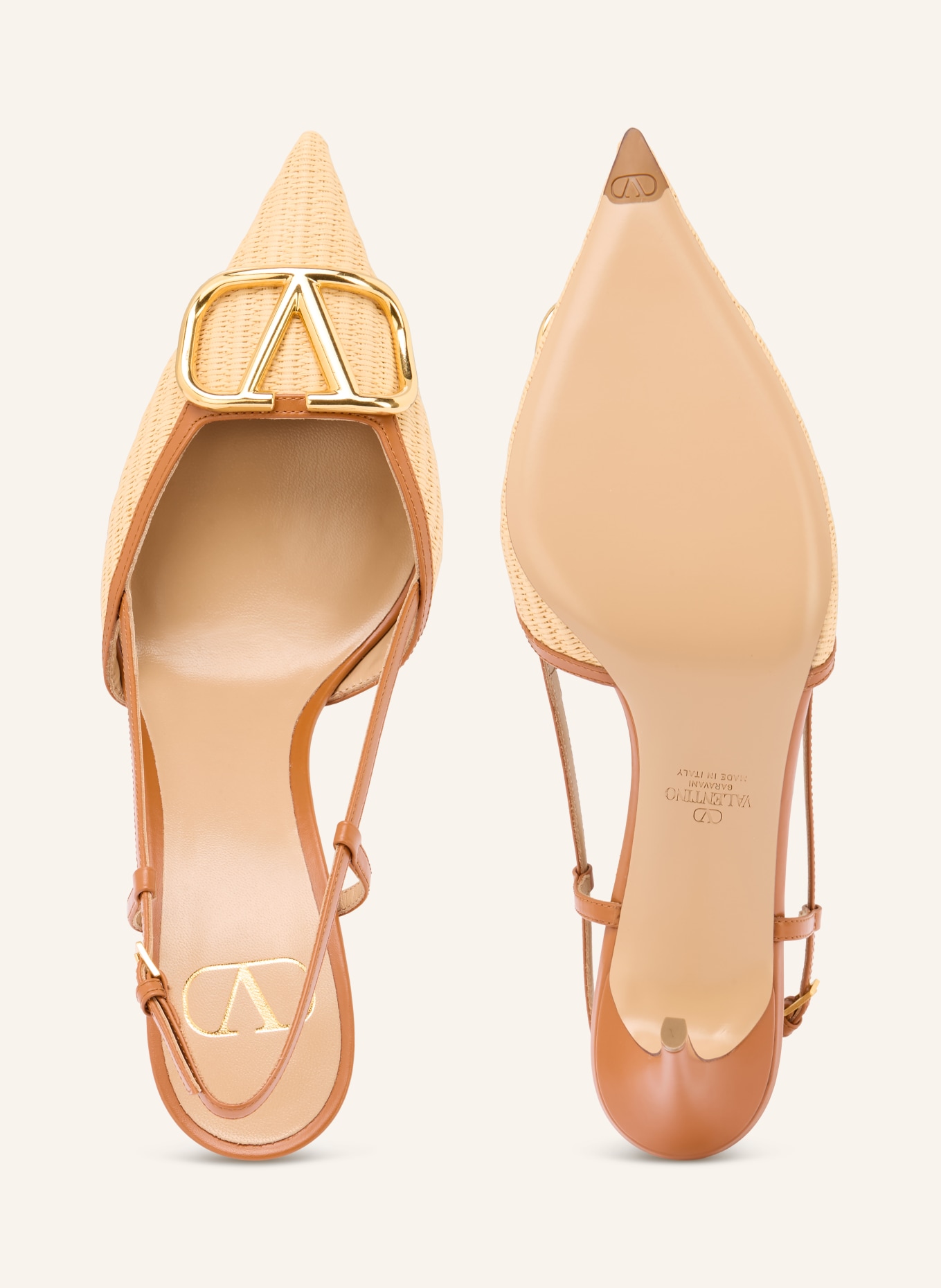 VALENTINO GARAVANI Slingpumps: BEIGE / COGNAC