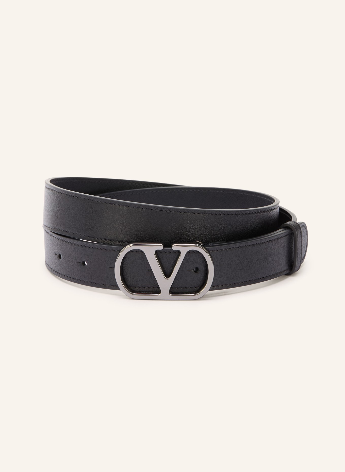 VALENTINO GARAVANI Leather belt VLOGO SIGNATURE: BLACK