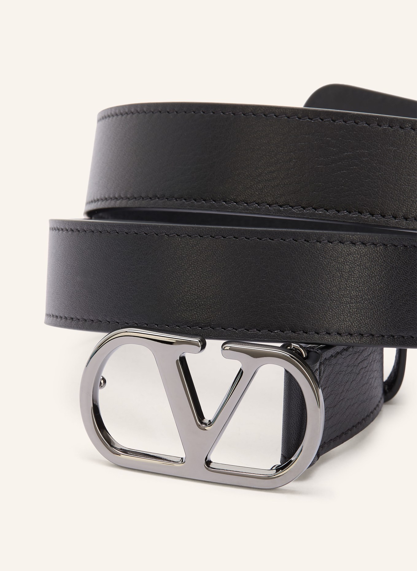 VALENTINO GARAVANI Leather belt VLOGO SIGNATURE: BLACK