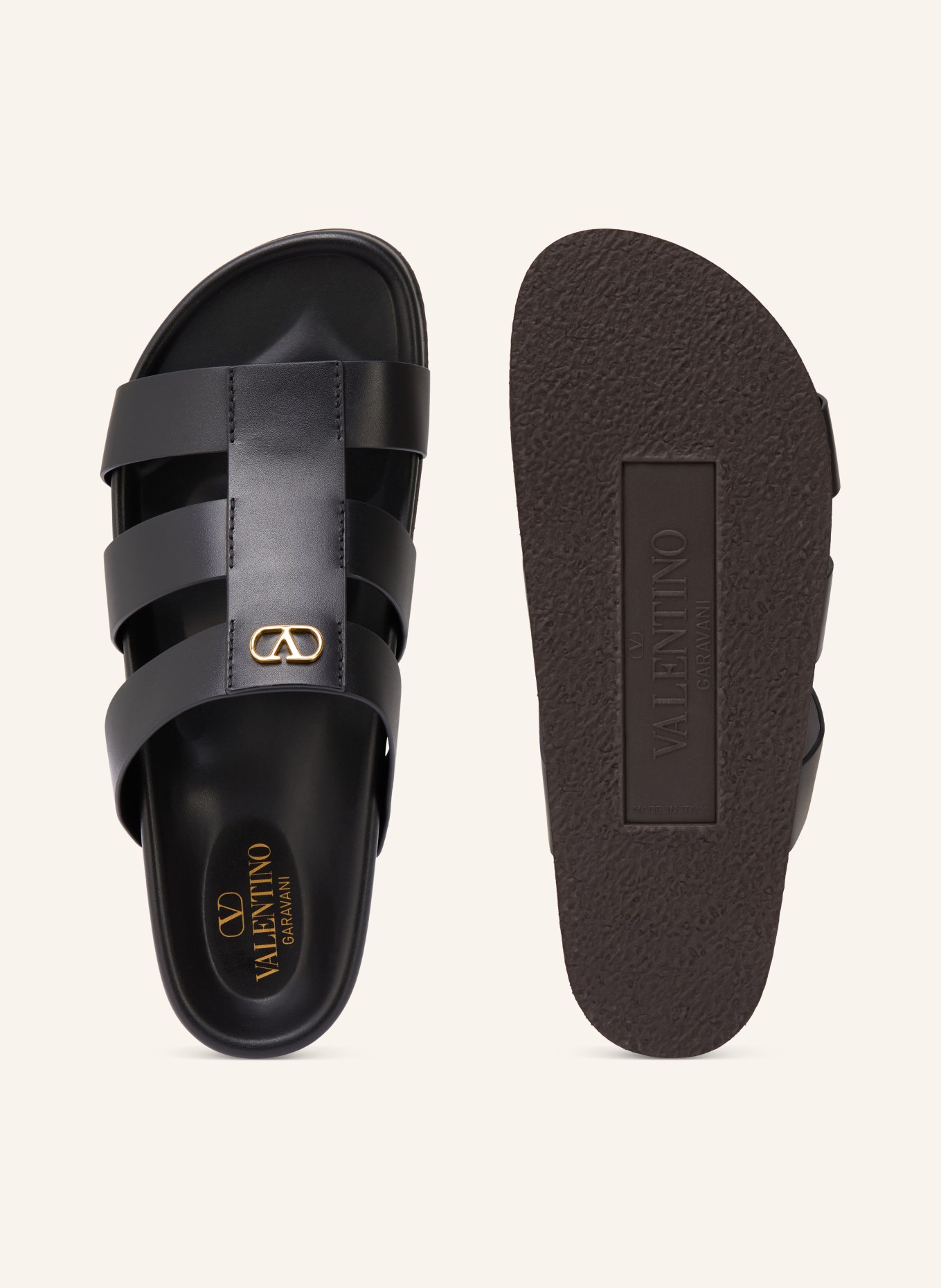 VALENTINO GARAVANI Pantofle STUDSHIELD: ČERNÁ / ZLATÁ