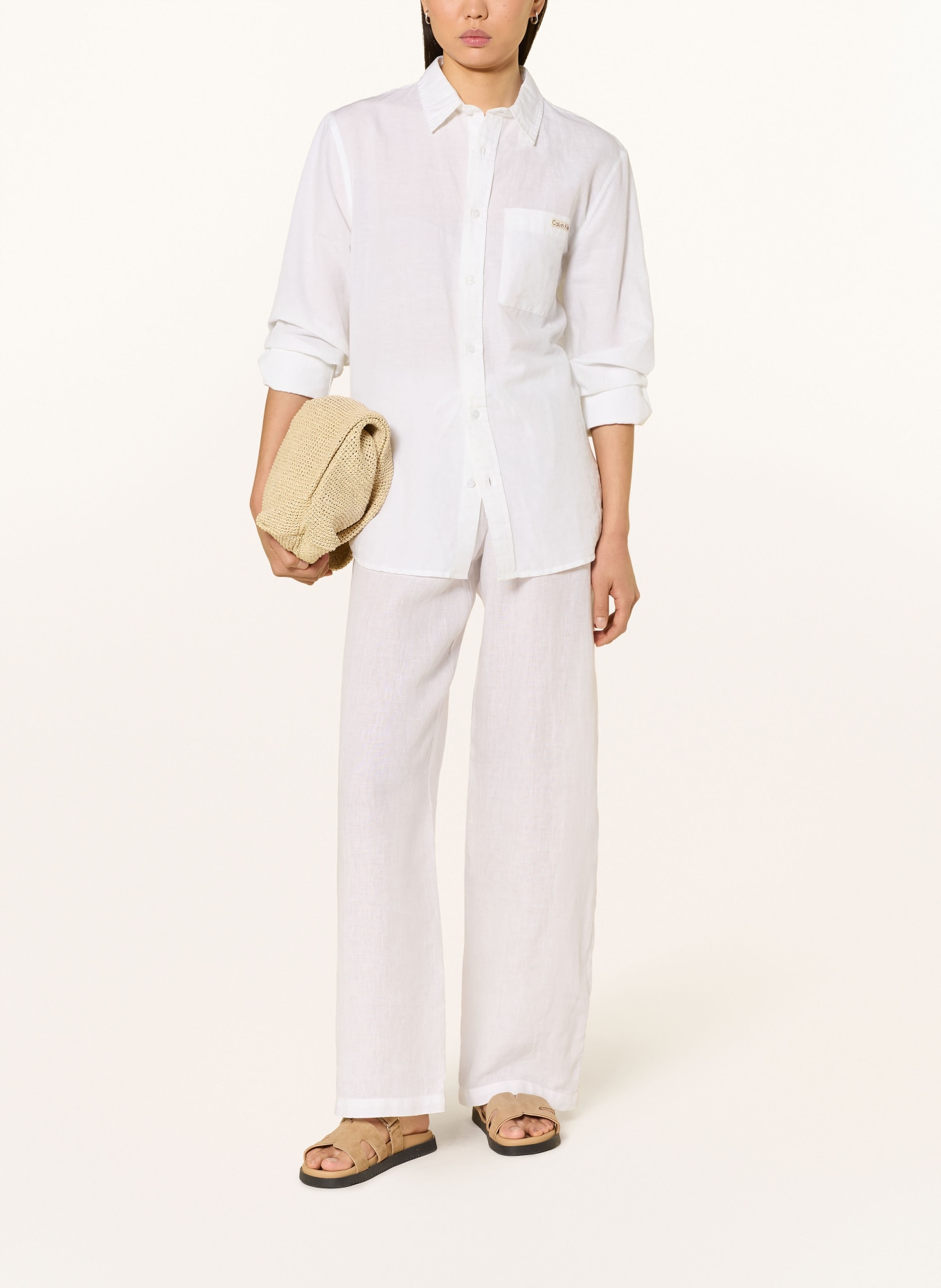 120%lino spodnie lniane: BIAŁY