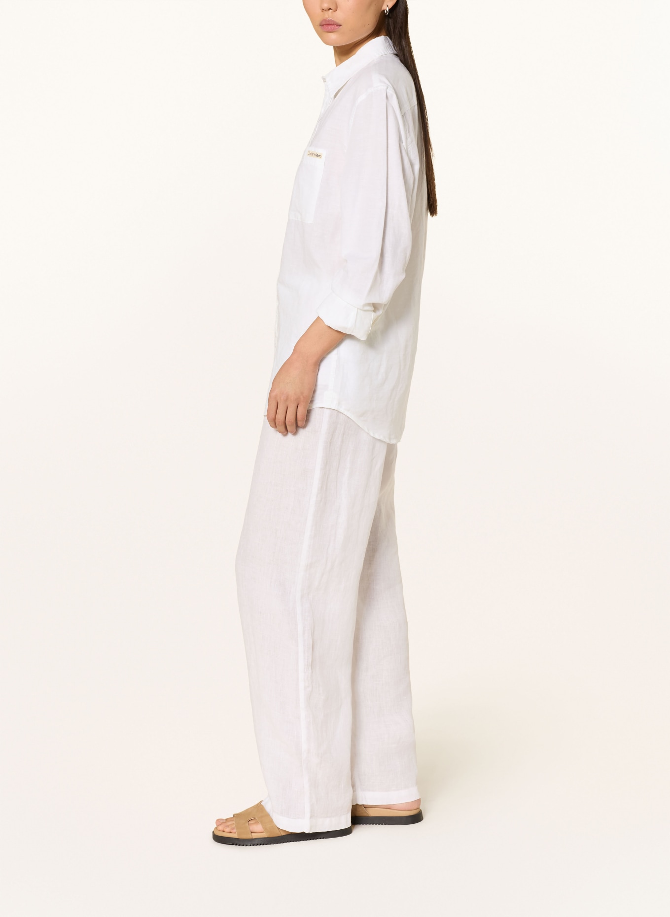 120%lino spodnie lniane: BIAŁY