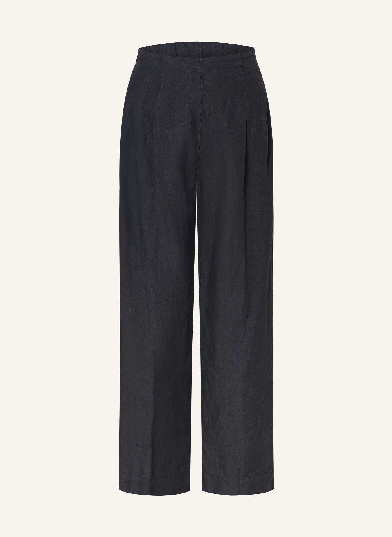 120%lino Linen wide-leg pants: DARK BLUE