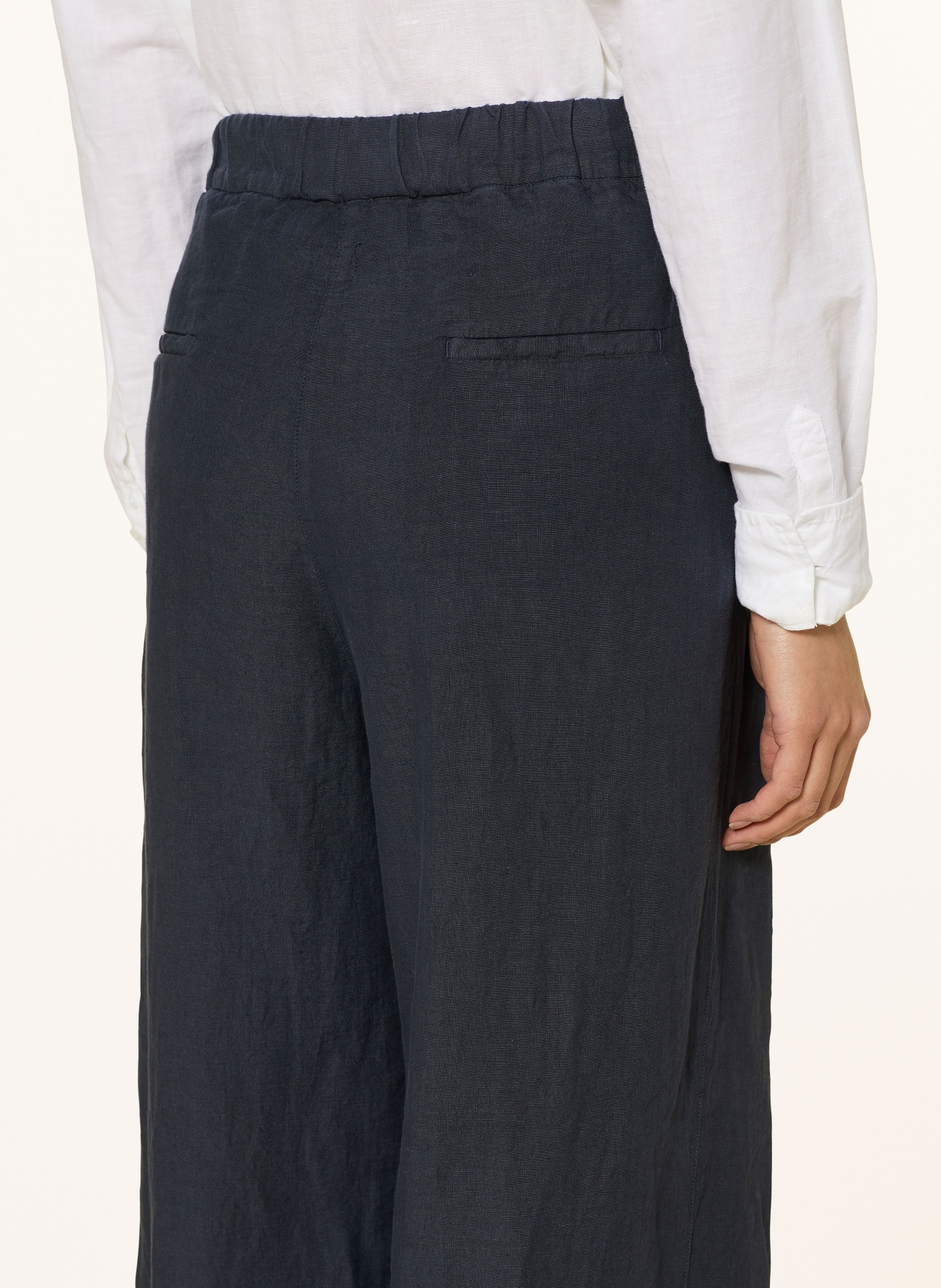 120%lino Linen wide-leg pants: DARK BLUE