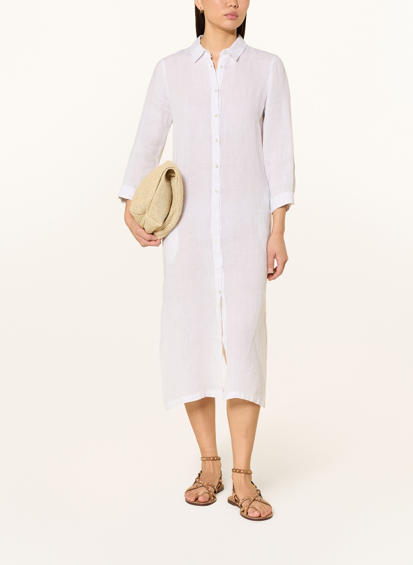 120%lino Hemdblusenkleid aus Leinen: WEISS