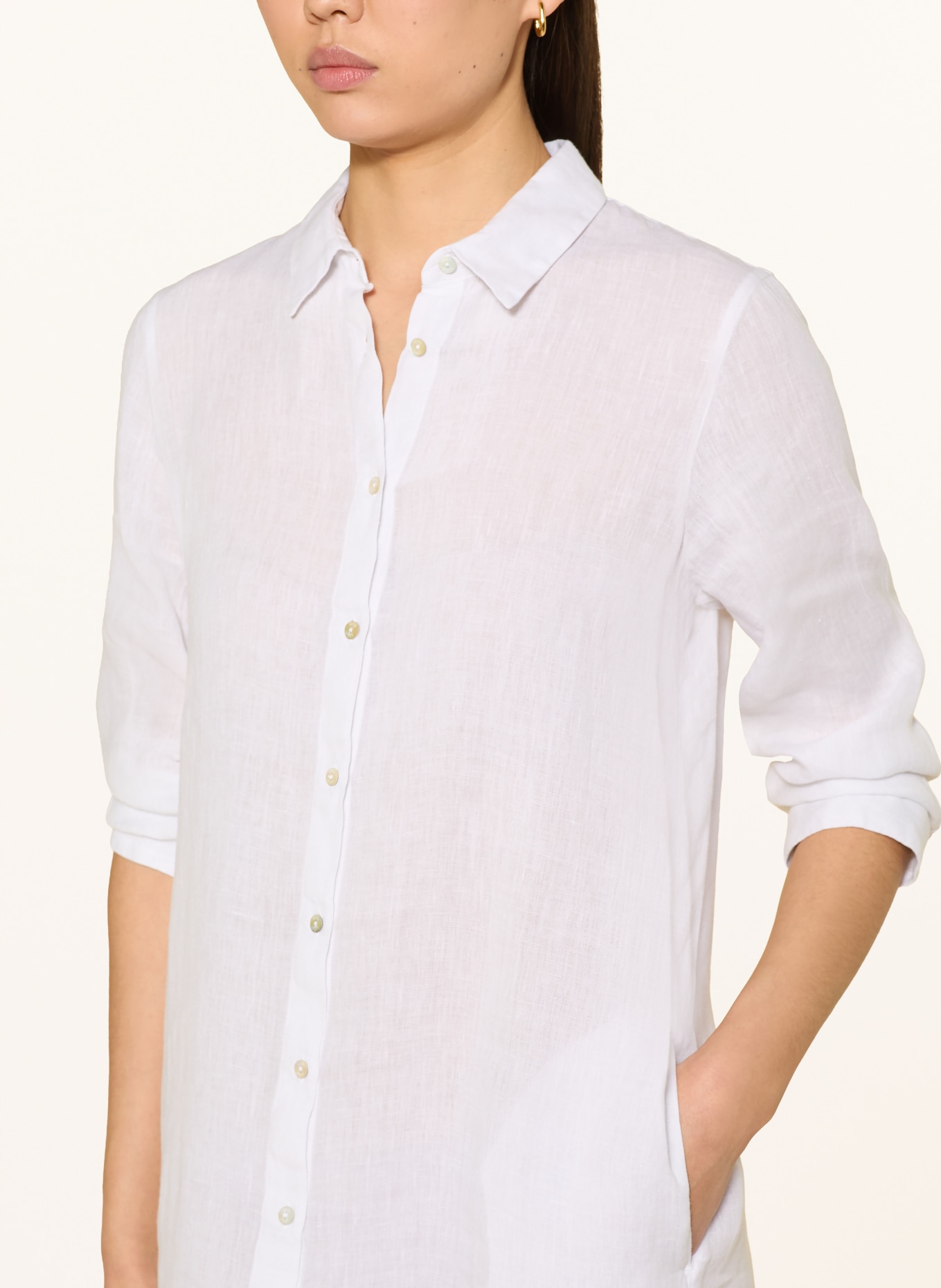 120%lino Hemdblusenkleid aus Leinen: WEISS