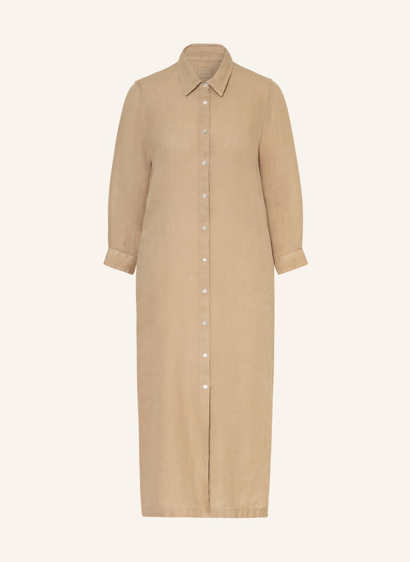 120%lino Lněné šaty s košilovým střihem: SVĚTLE HNĚDÁ