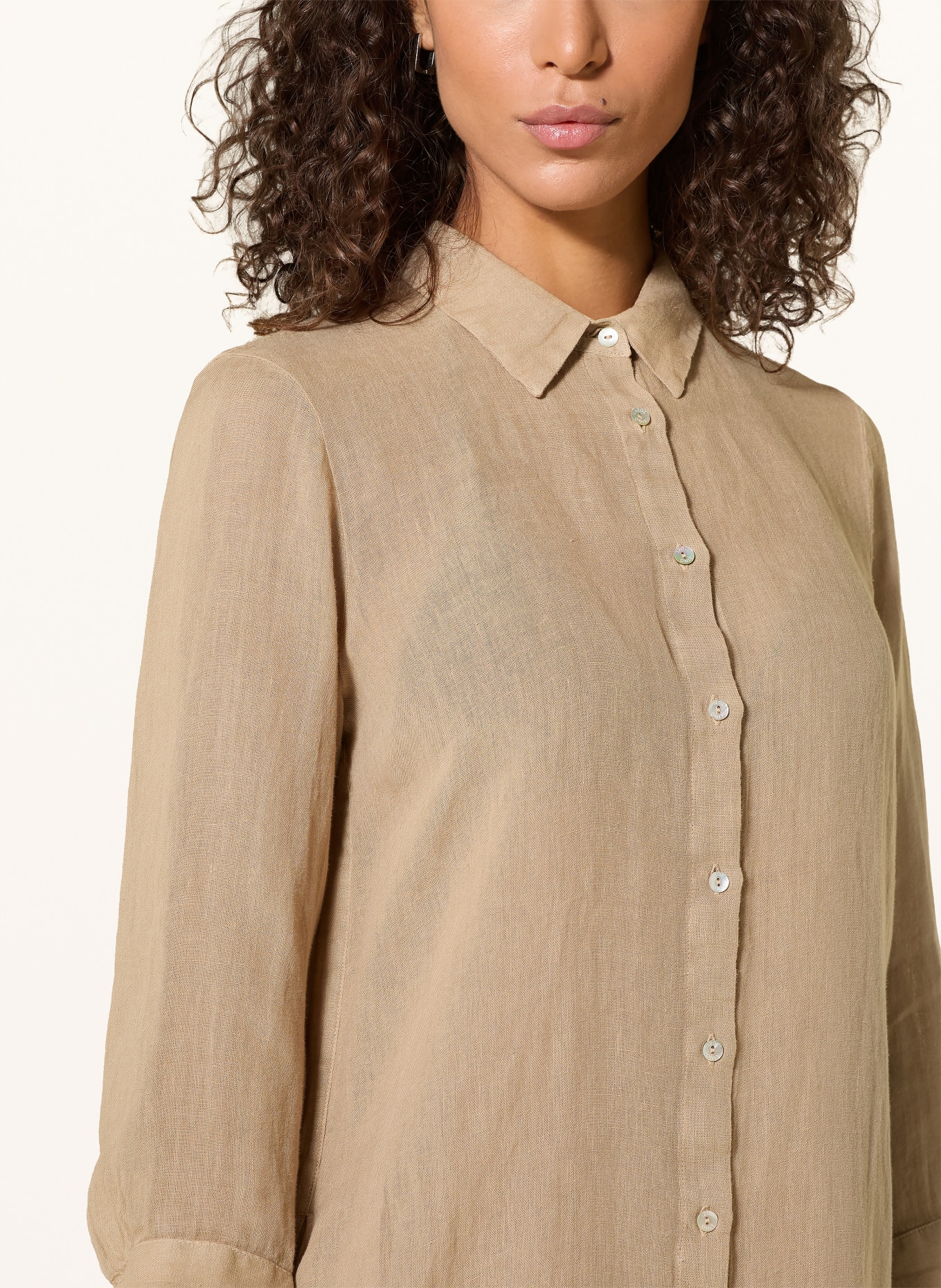 120%lino Lněné šaty s košilovým střihem: SVĚTLE HNĚDÁ