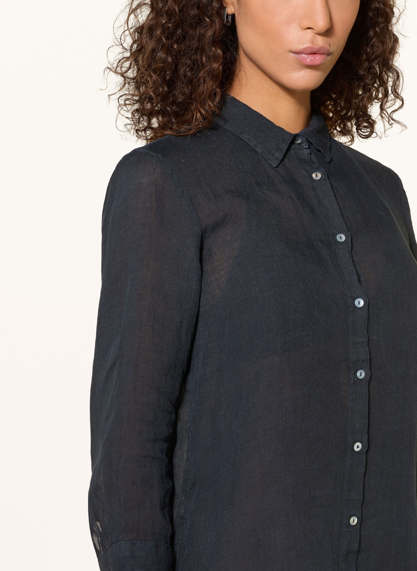 120%lino Lněné šaty s košilovým střihem: TMAVĚ MODRÁ