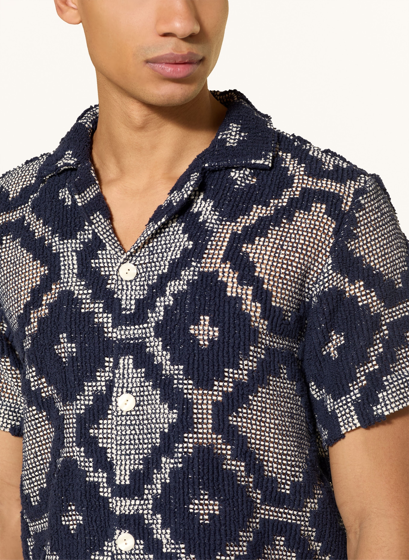 OAS Resorthemd Regular Fit: DUNKELBLAU / WEISS