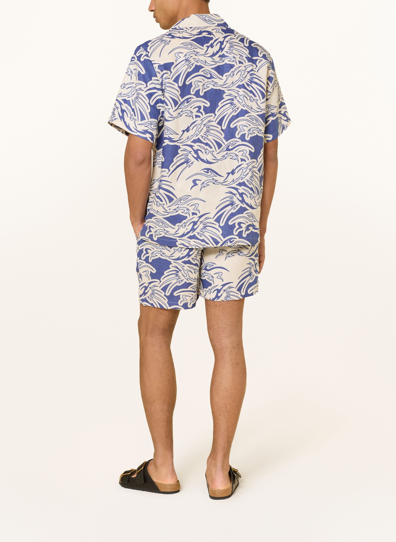 OAS Linen shorts ROUGE PORTO: WHITE / BLUE