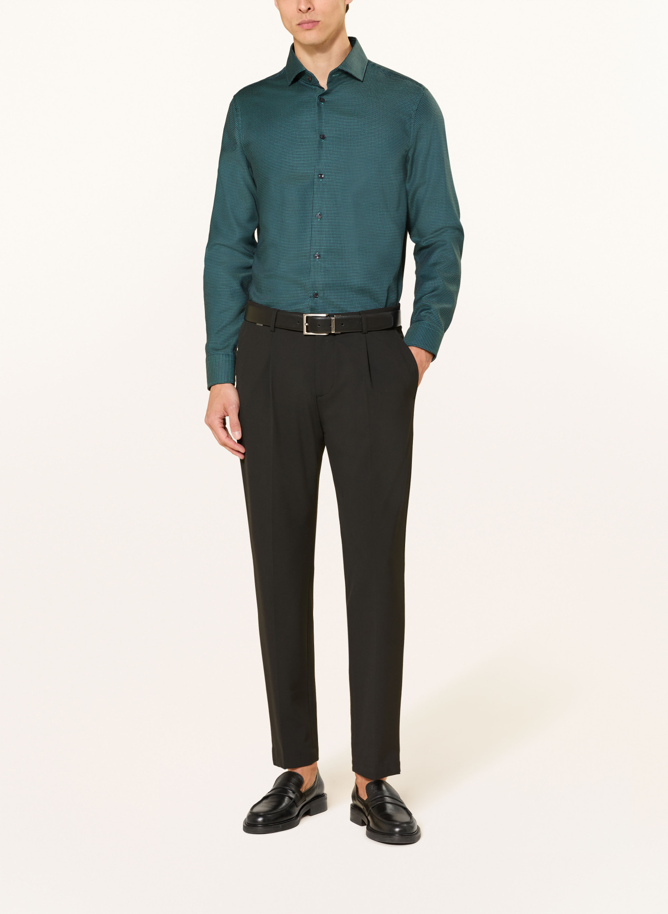 seidensticker Hemd Shaped Fit: DUNKELGRÜN / SCHWARZ