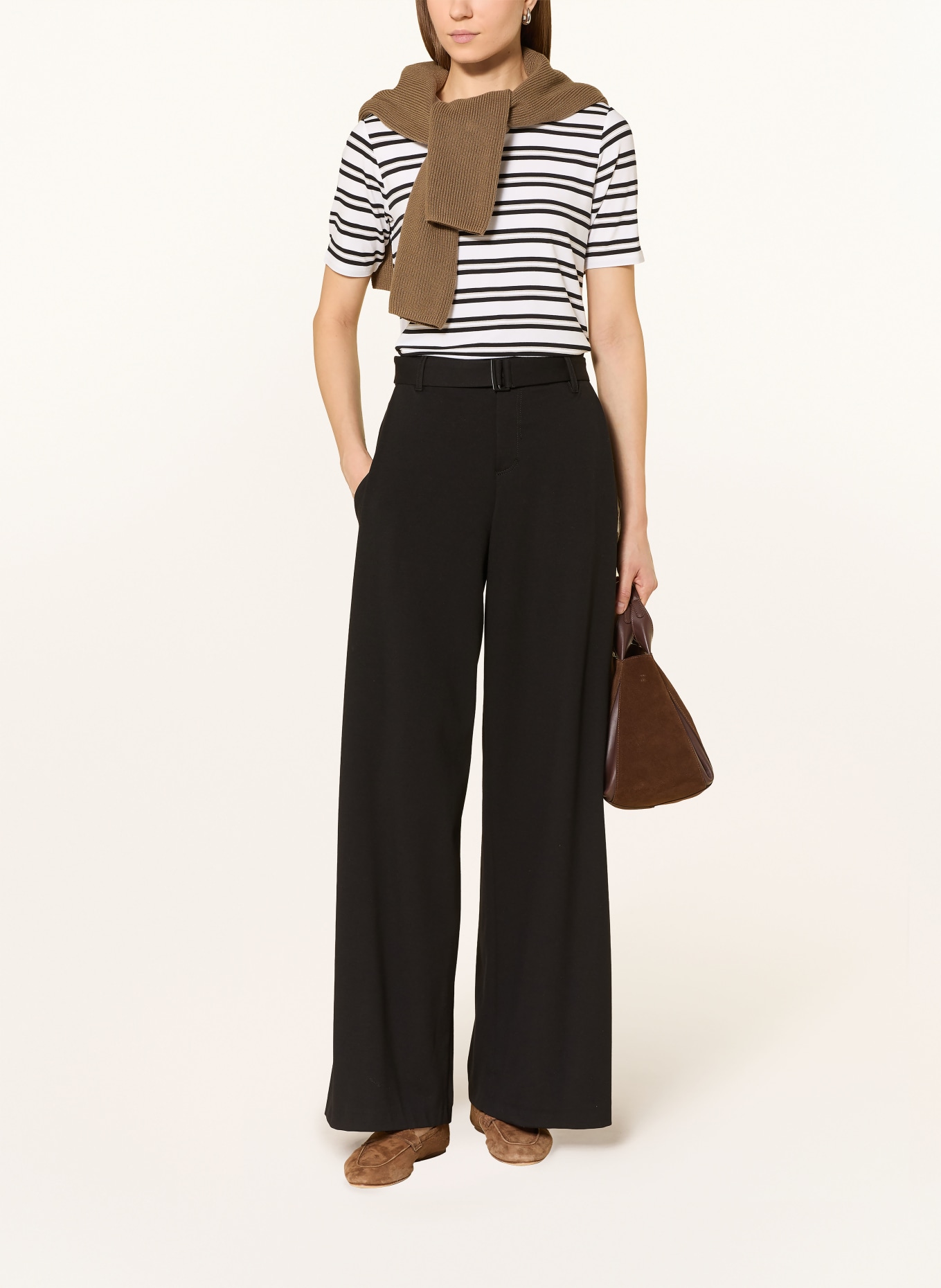 comma T-Shirt mit Glitzergarn: WEISS / BEIGE / SCHWARZ