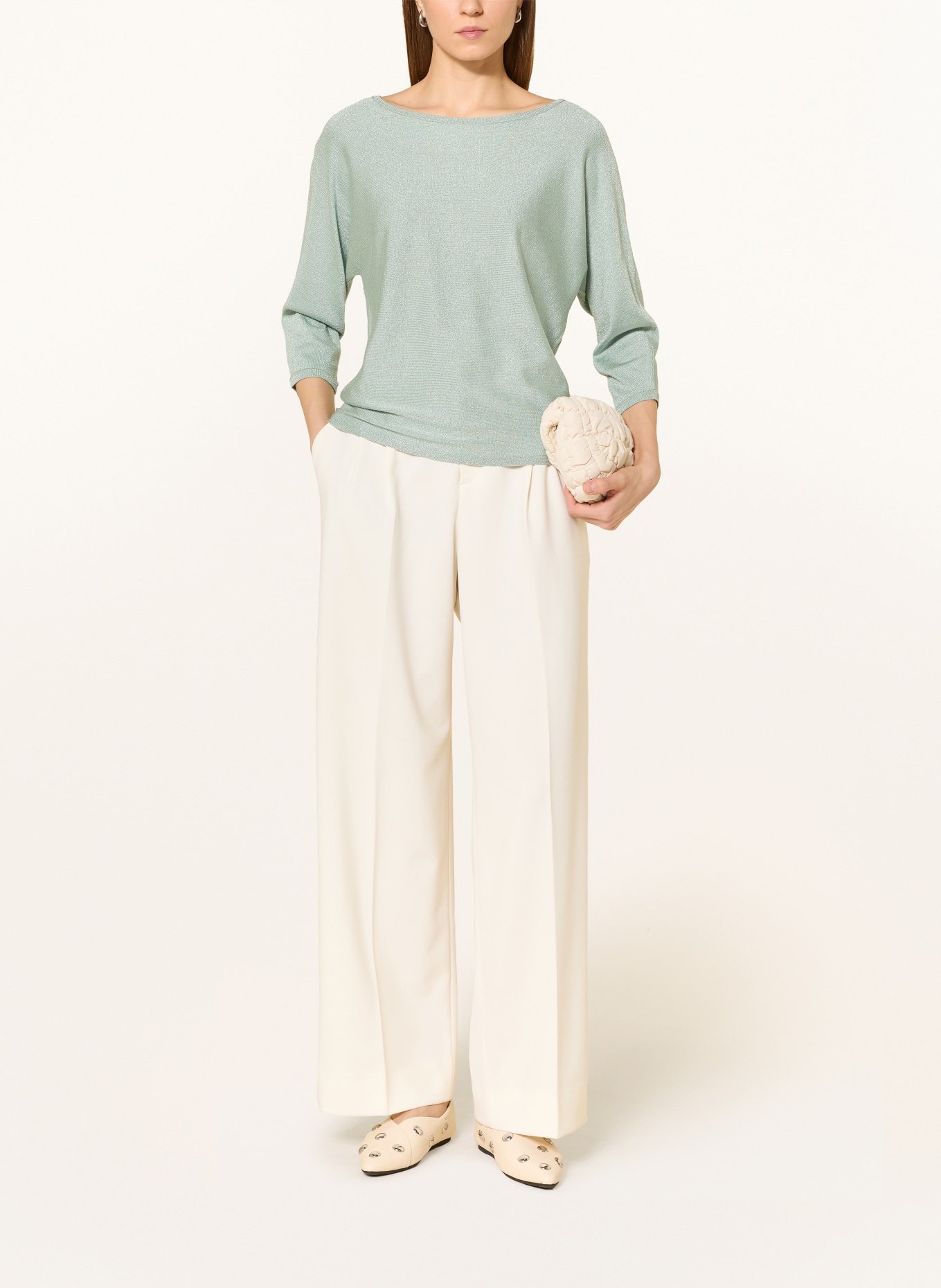 comma Svetr s 3/4 rukávy a třpytivou přízí: MÁTOVÁ