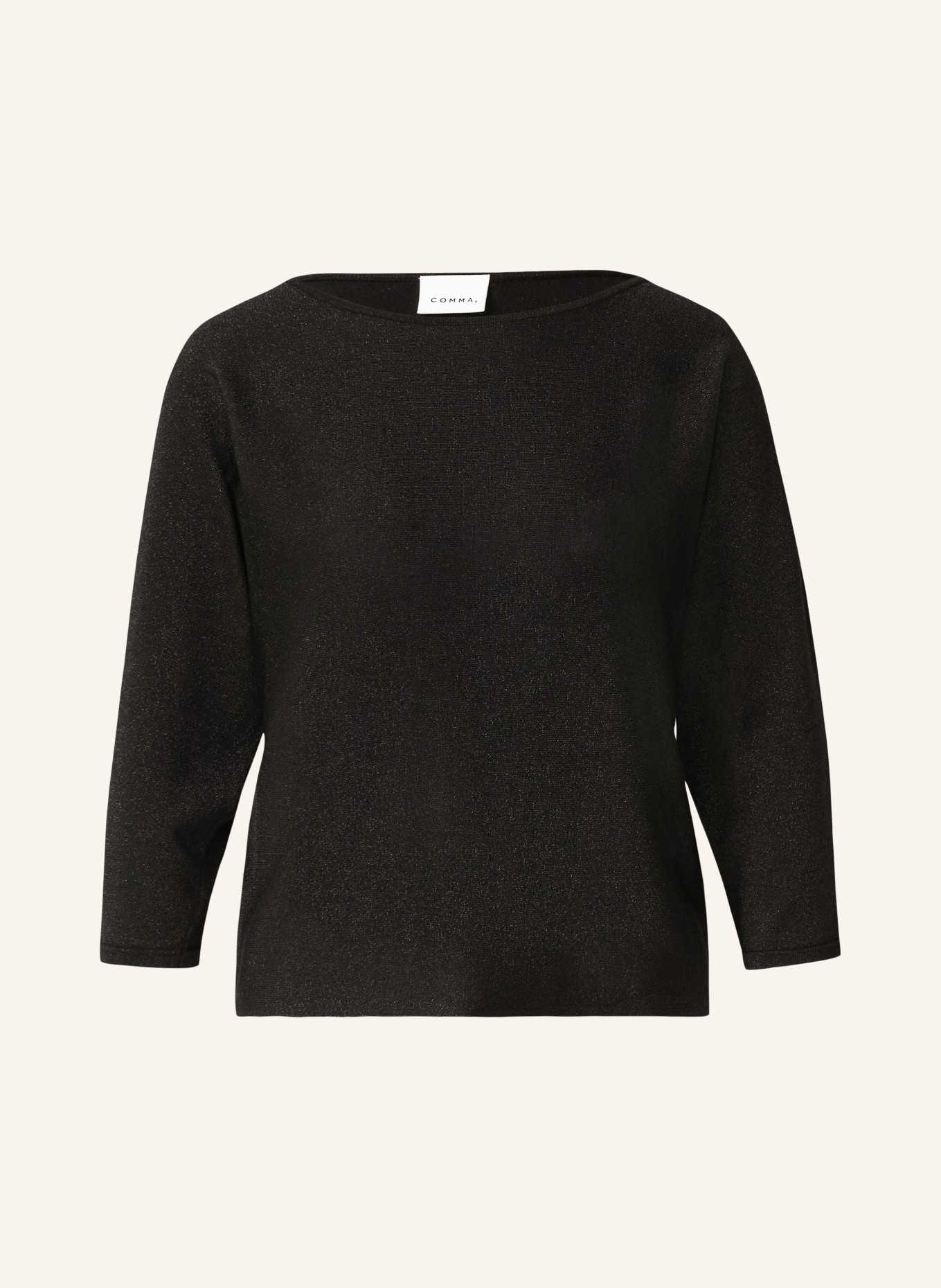 comma Svetr s 3/4 rukávy a třpytivou přízí: ČERNÁ