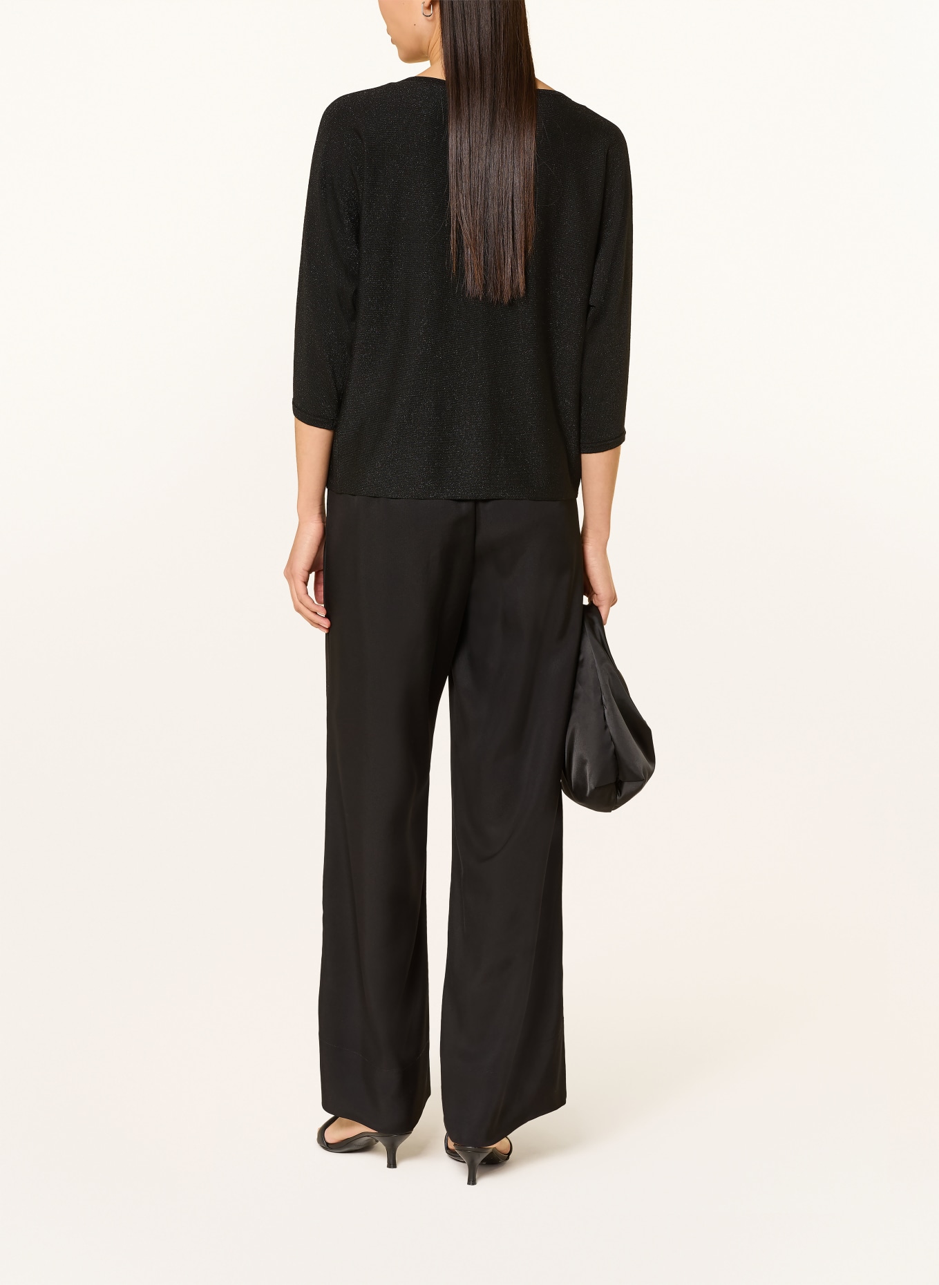 comma Svetr s 3/4 rukávy a třpytivou přízí: ČERNÁ