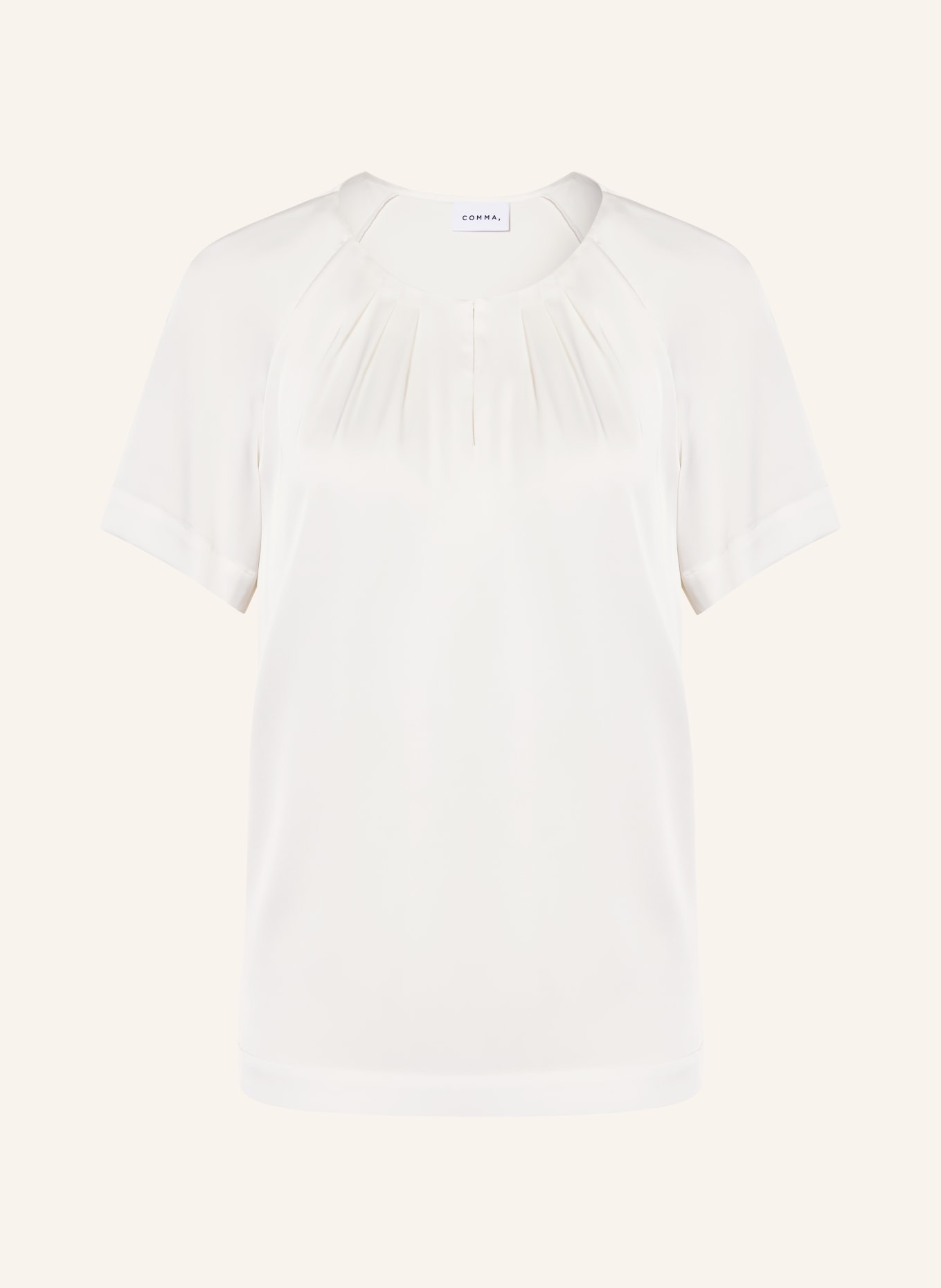 comma Satin blouse shirt: WHITE