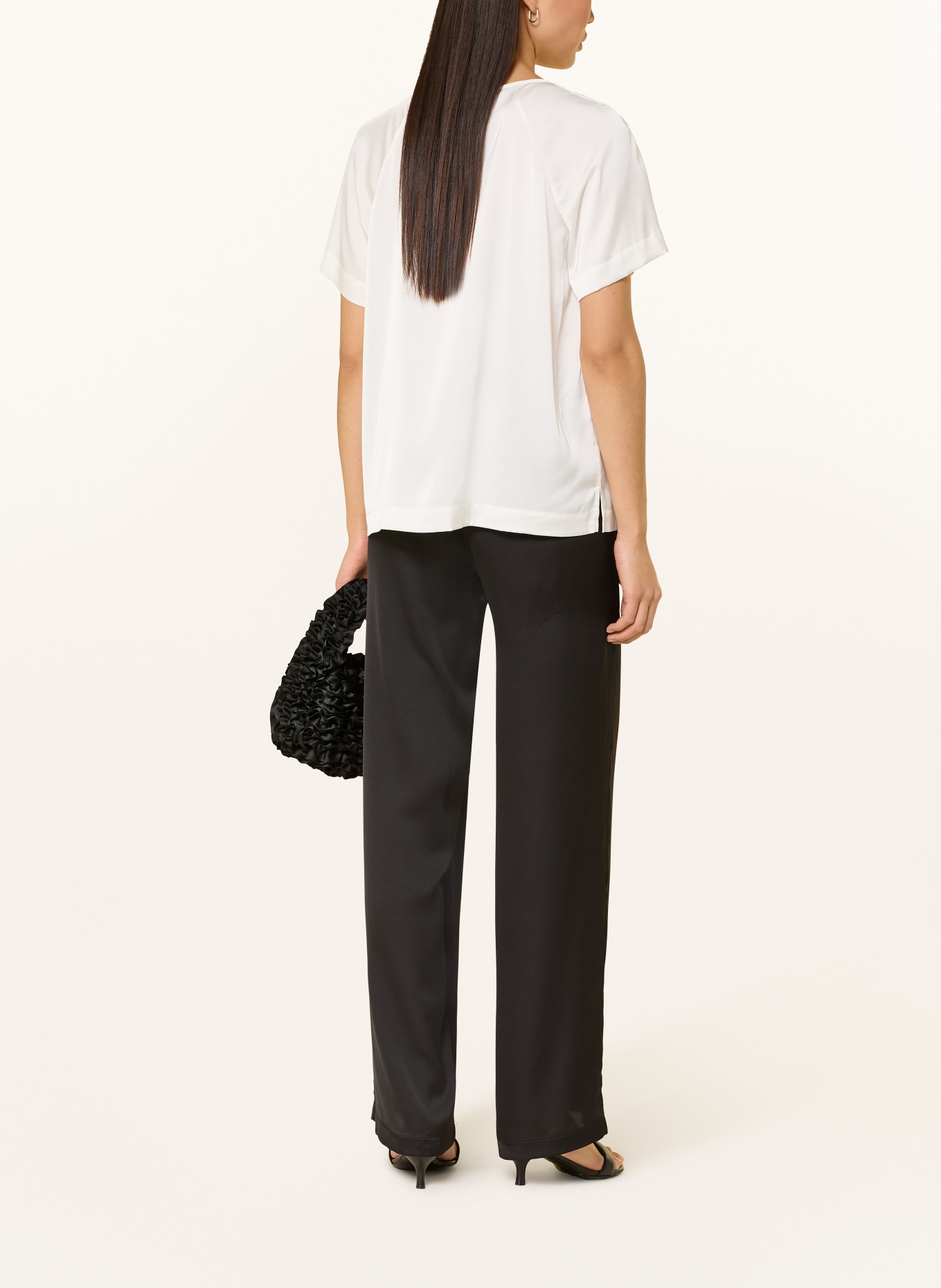 comma Satin blouse shirt: WHITE