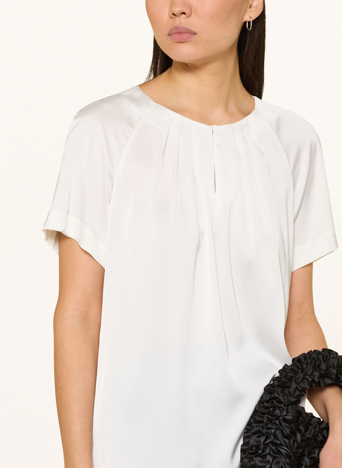 comma Satin blouse shirt: WHITE