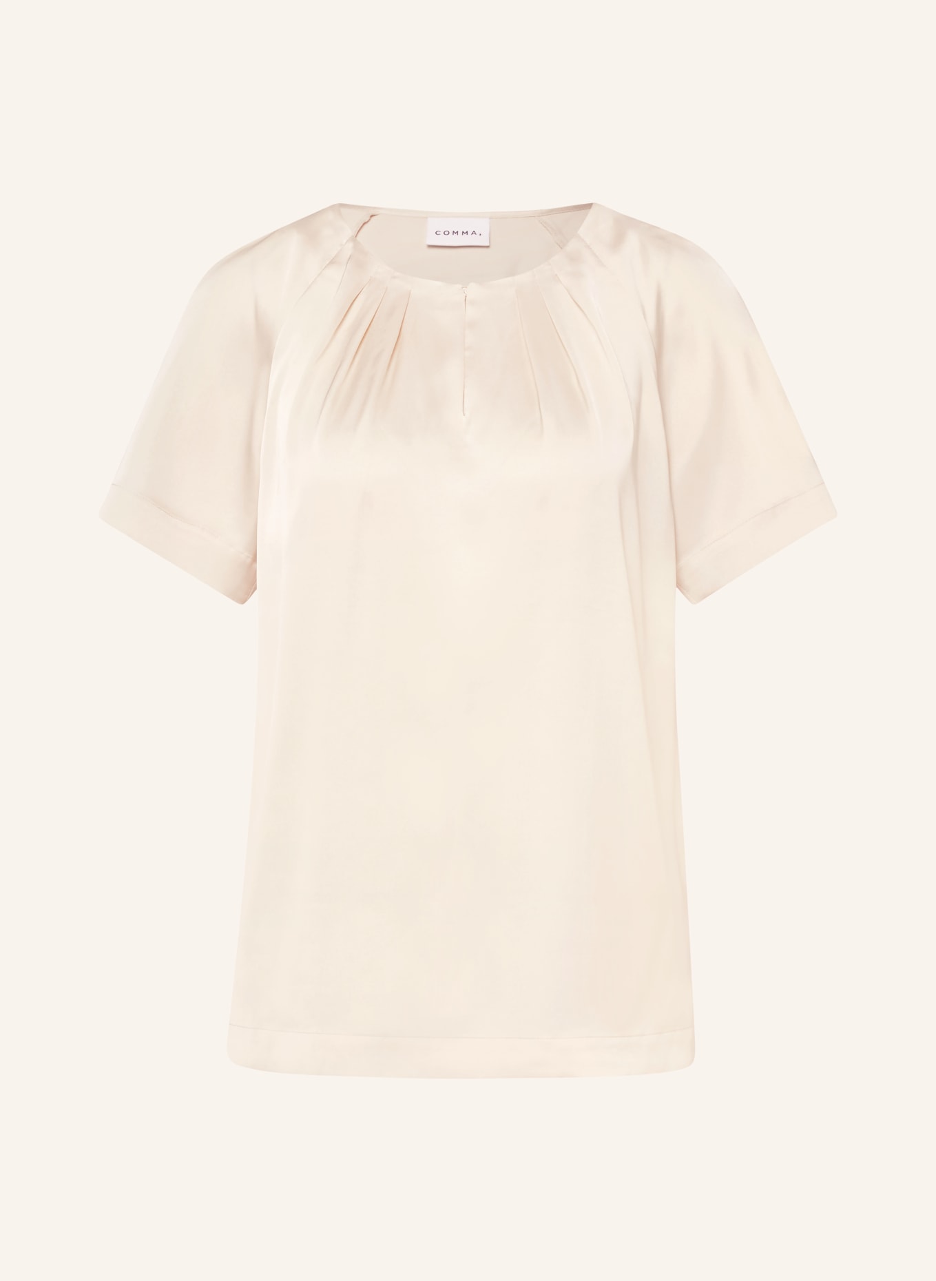 comma Satin blouse shirt: LIGHT BROWN