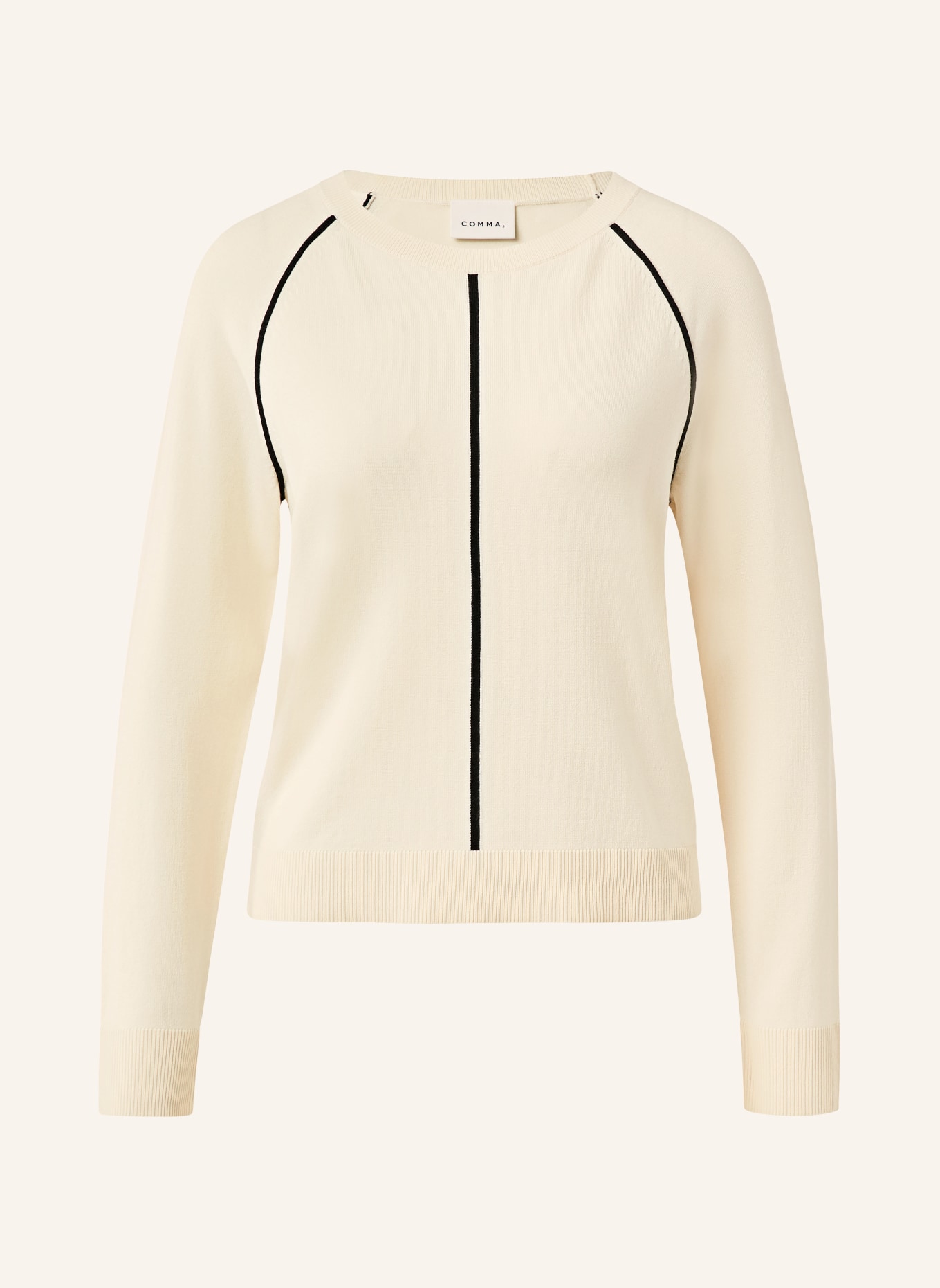 comma Pullover: CREME / SCHWARZ
