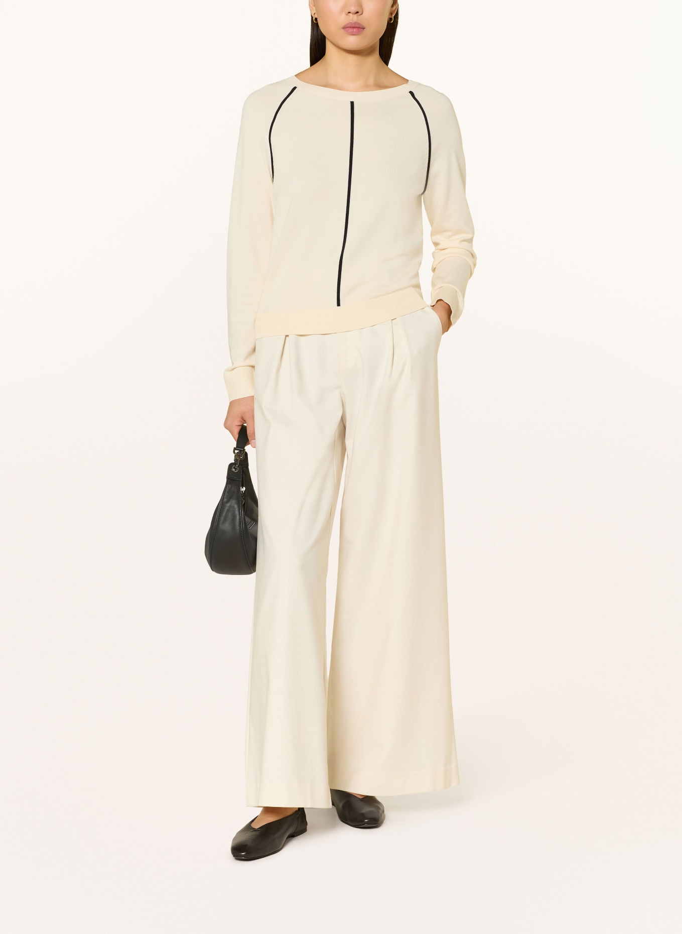 comma Pullover: CREME / SCHWARZ