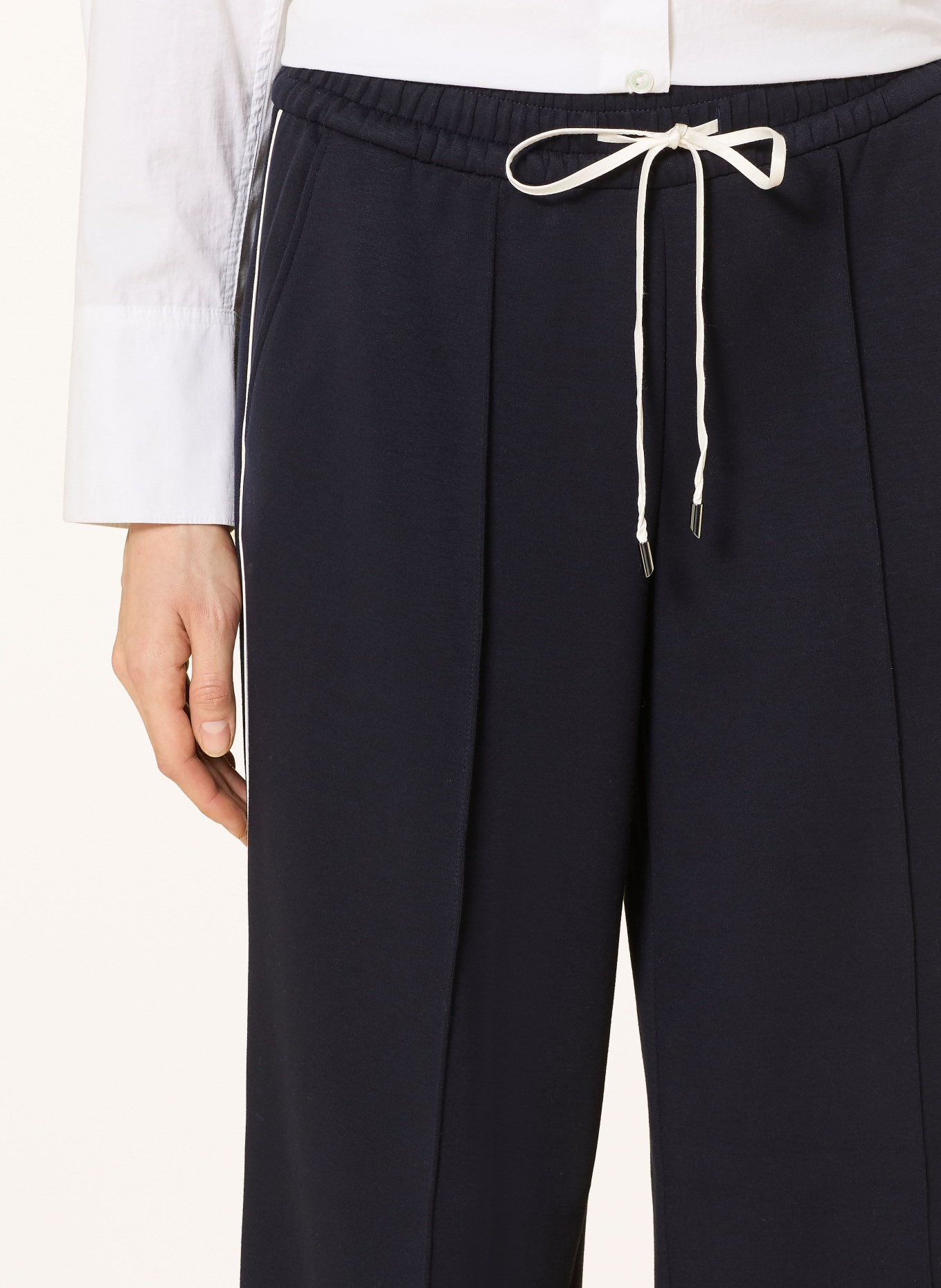 s.Oliver BLACK LABEL Hose im Jogging-Stil: DUNKELBLAU / WEISS